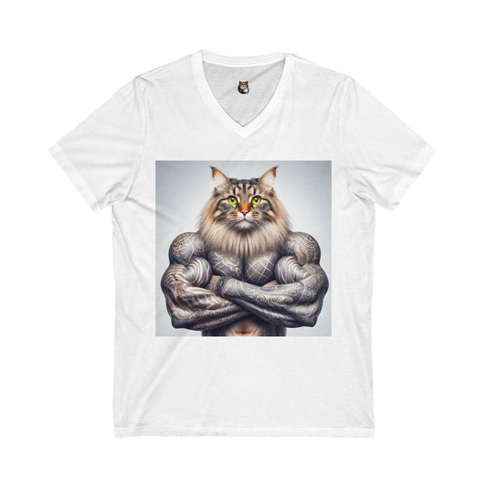 Norwegian Forest Cat Unisex Jersey Short Sleeve V-Neck Tee