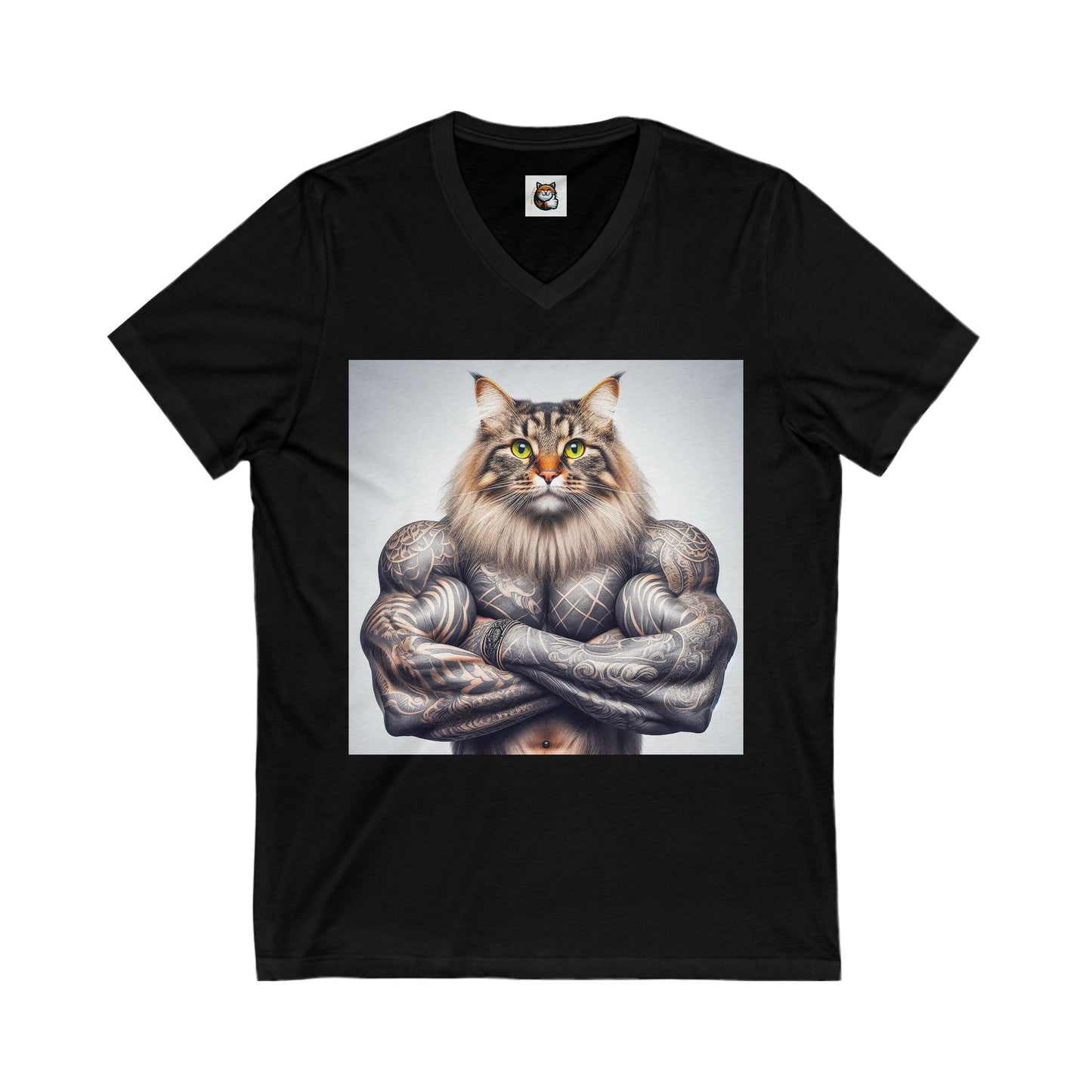 Norwegian Forest Cat Unisex Jersey Short Sleeve V-Neck Tee