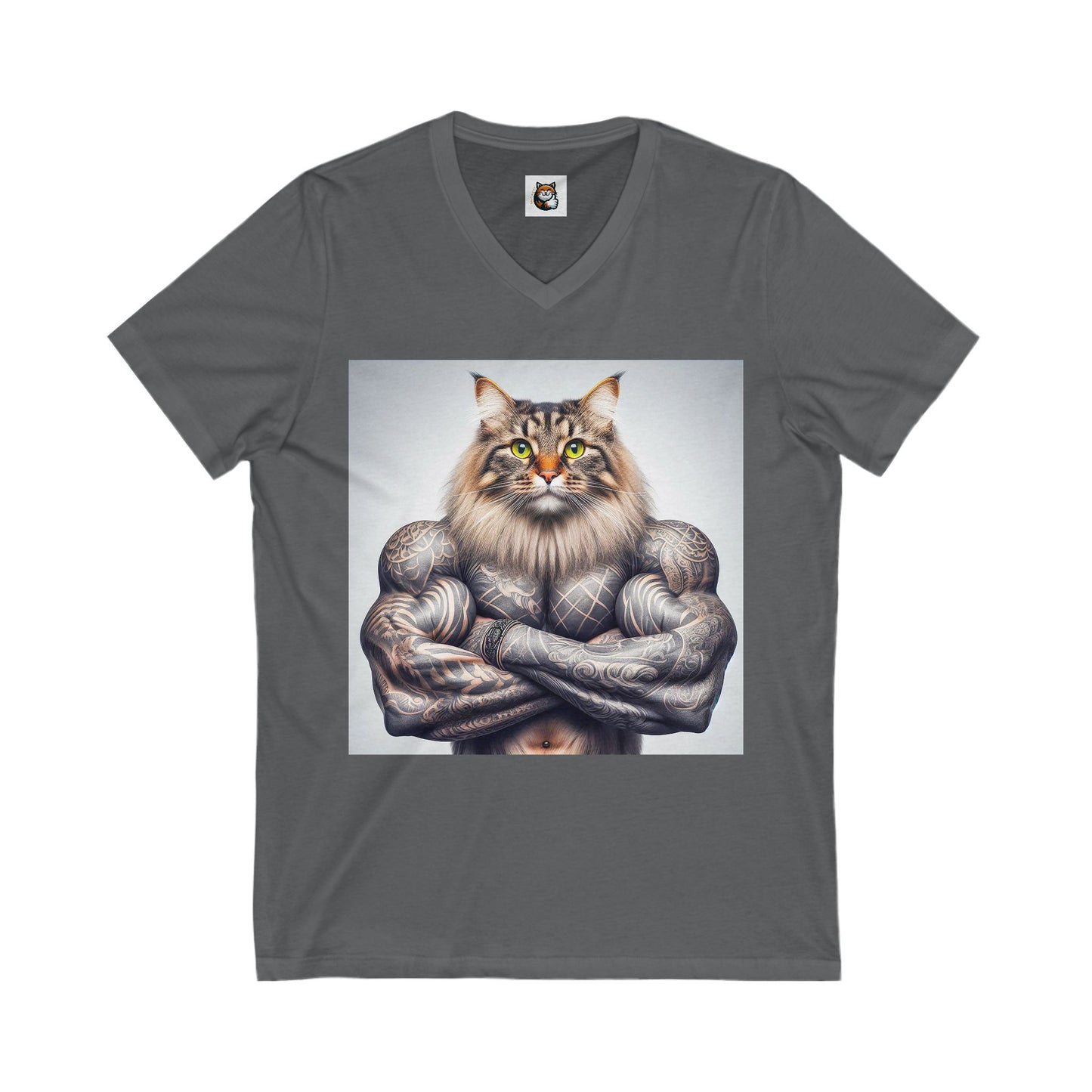 Norwegian Forest Cat Unisex Jersey Short Sleeve V-Neck Tee