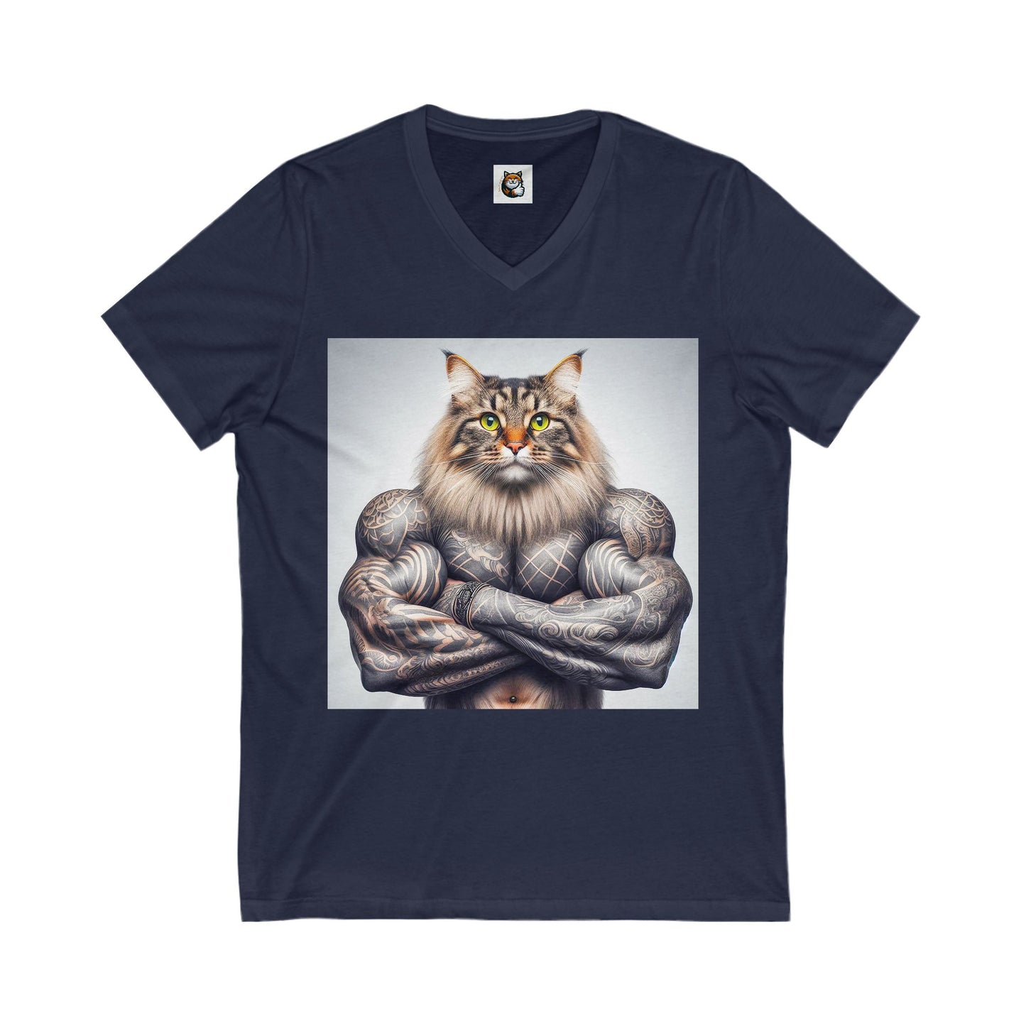 Norwegian Forest Cat Unisex Jersey Short Sleeve V-Neck Tee