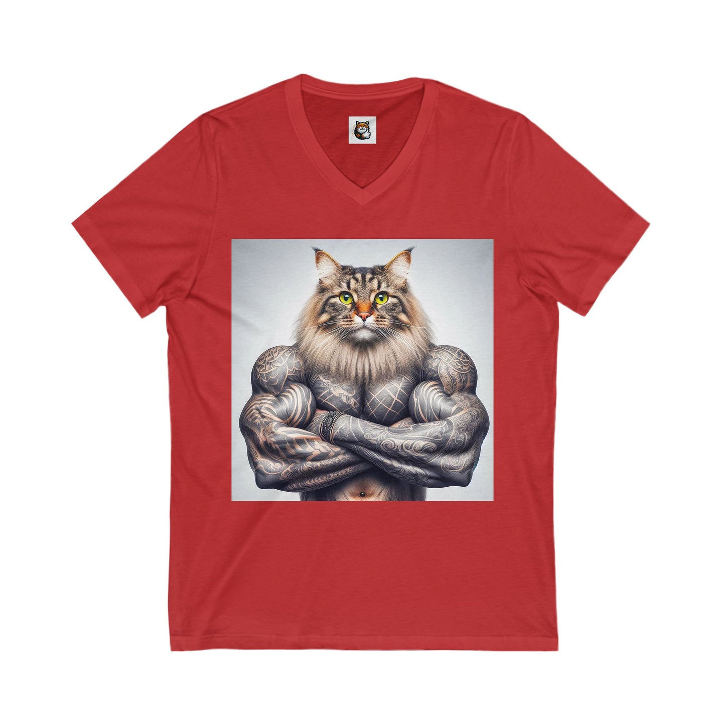 Norwegian Forest Cat Unisex Jersey Short Sleeve V-Neck Tee