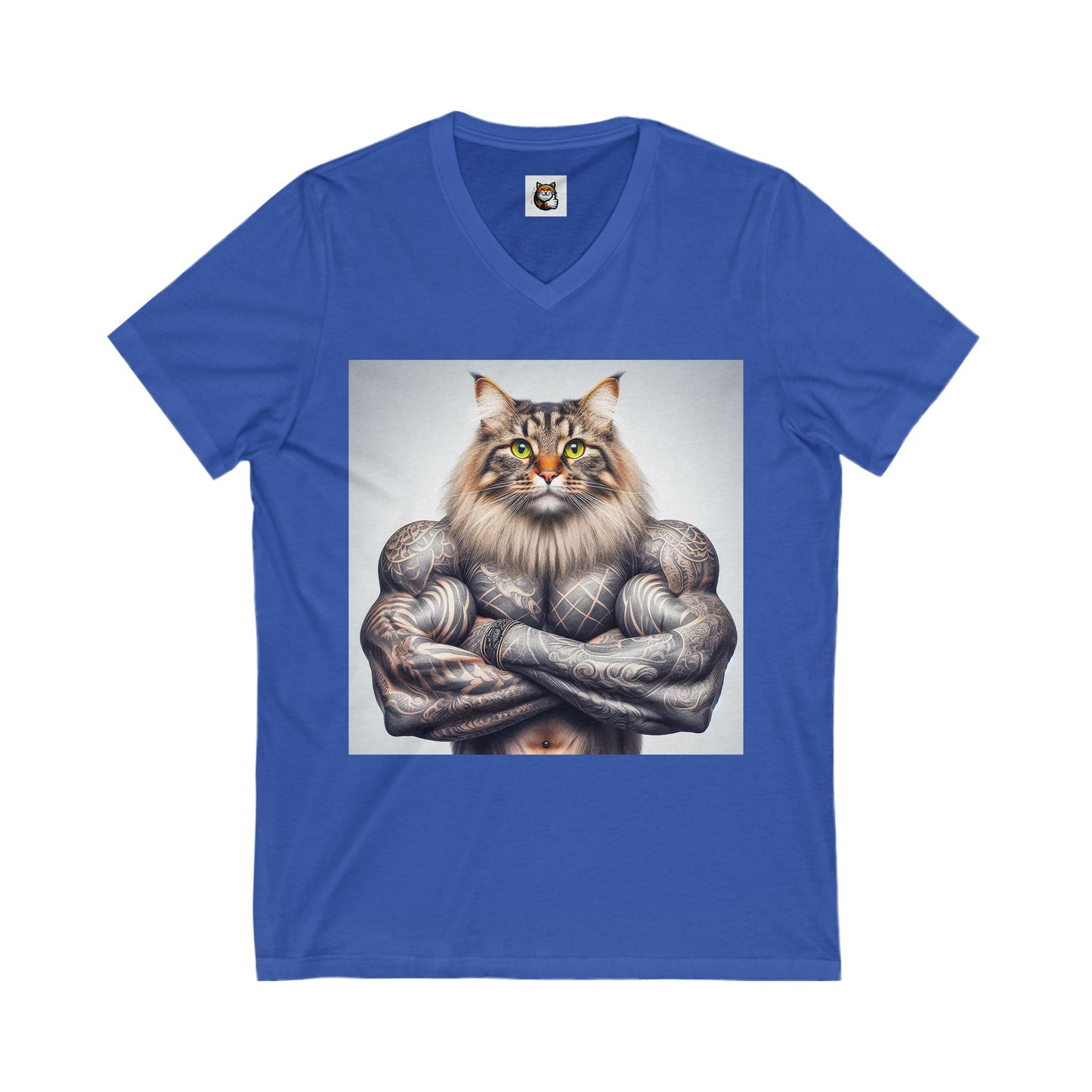 Norwegian Forest Cat Unisex Jersey Short Sleeve V-Neck Tee