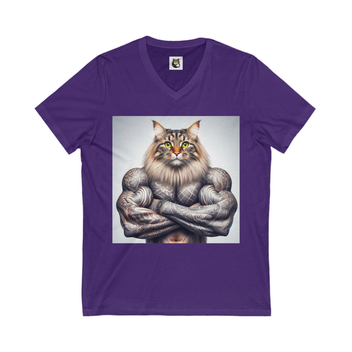 Norwegian Forest Cat Unisex Jersey Short Sleeve V-Neck Tee