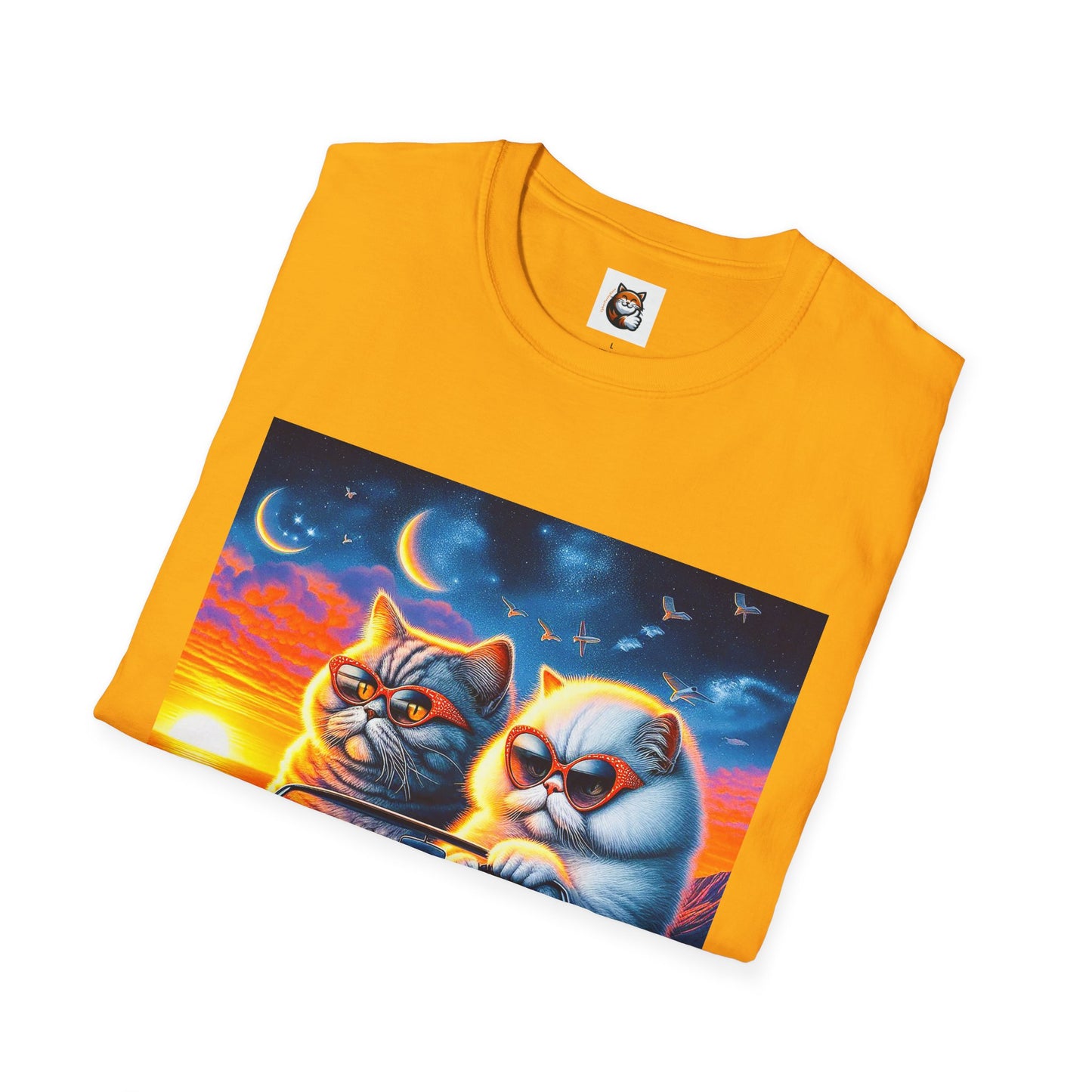 Selkirk Rex Cat T-Shirt sunset driving