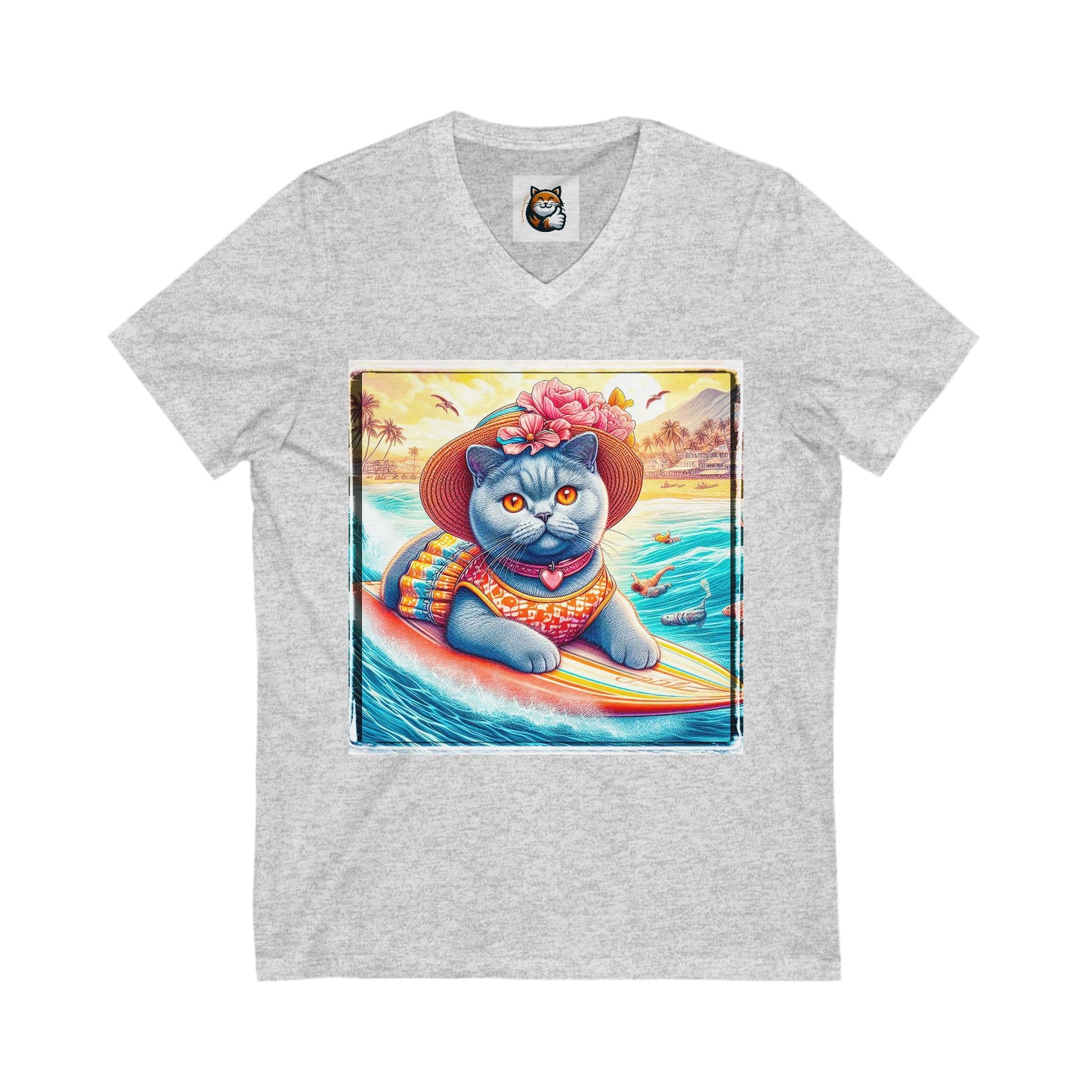 British Shorthair Unisex Jersey Short Sleeve V-Neck Tee