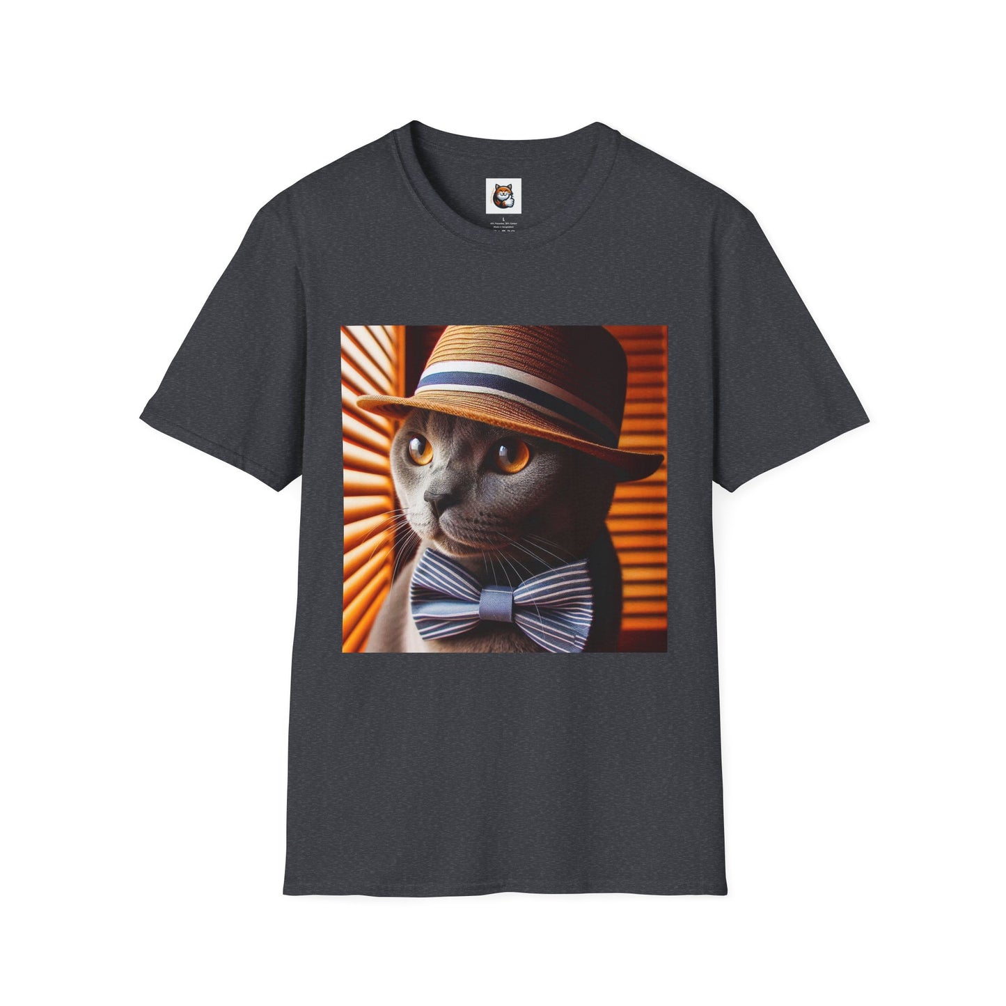 Russian Blue Cat hat and bow tie  T-Shirt