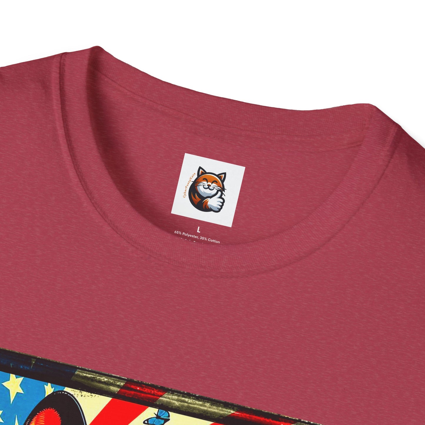 Devon Rex Cat American flag  Softstyle T-Shirt