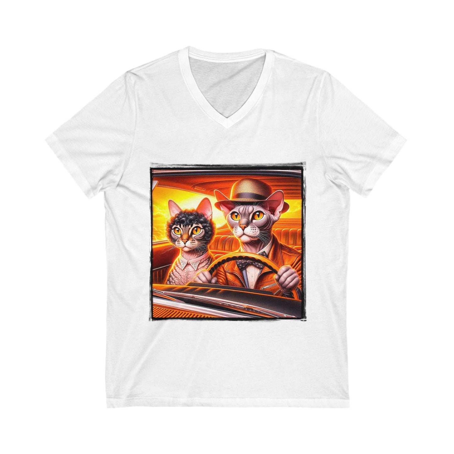 Wacky Devon Rex Cat couple driving