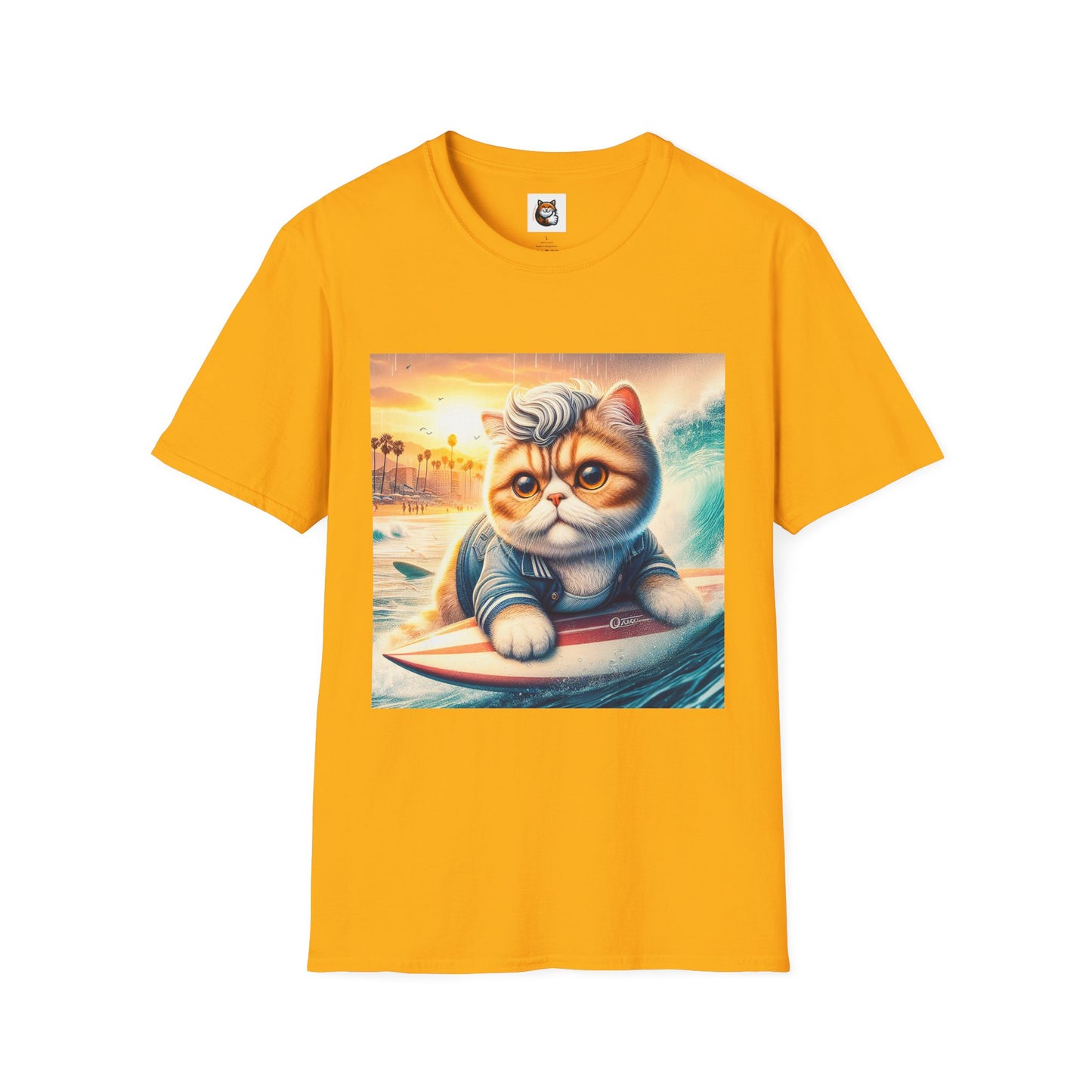 Selkirk Rex Cat T-Shirt -handsome surfer