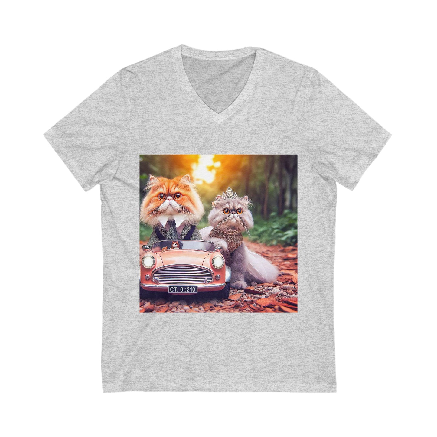 Wacky Persian Cat Unisex Jersey Short Sleeve V-Neck Tee