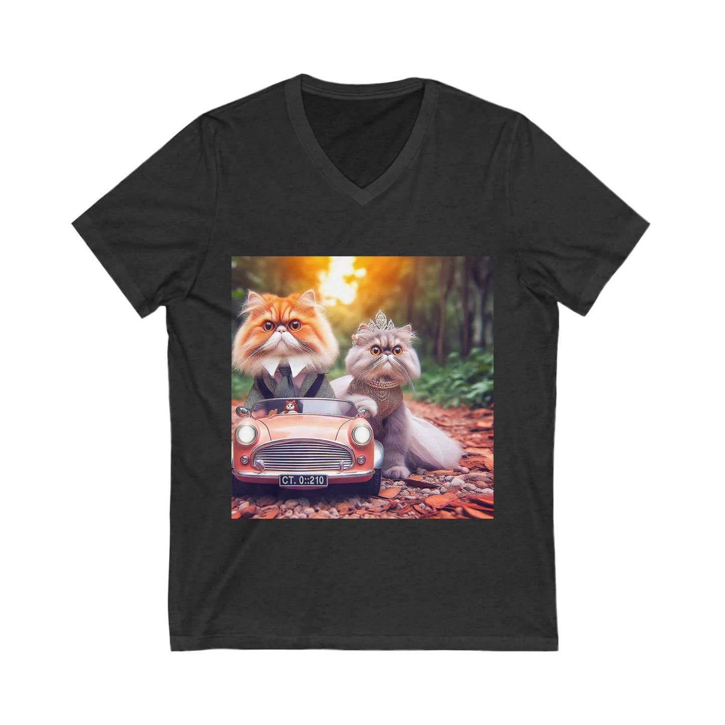 Wacky Persian Cat Unisex Jersey Short Sleeve V-Neck Tee