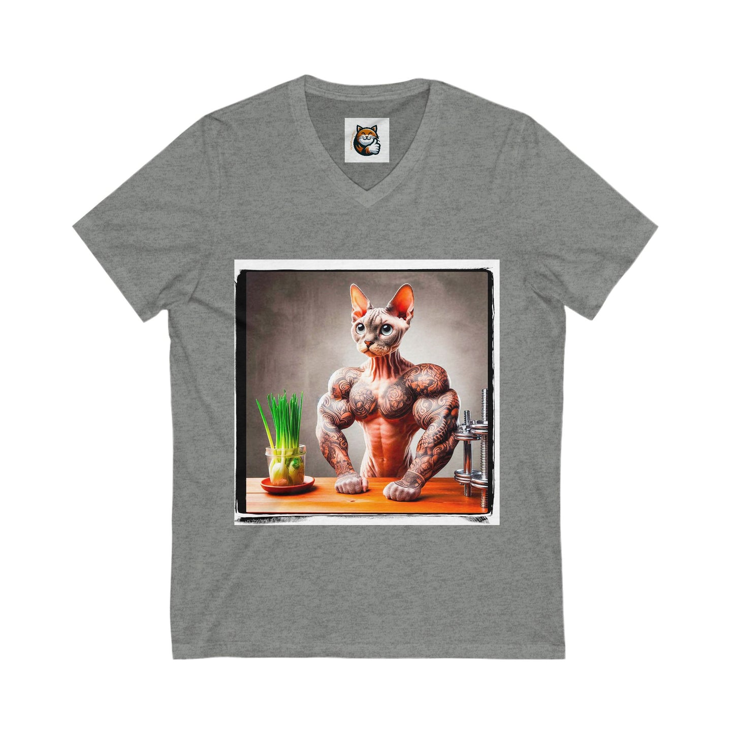 Devon Rex Cat fitness guru  Jersey Short Sleeve V-Neck Tee