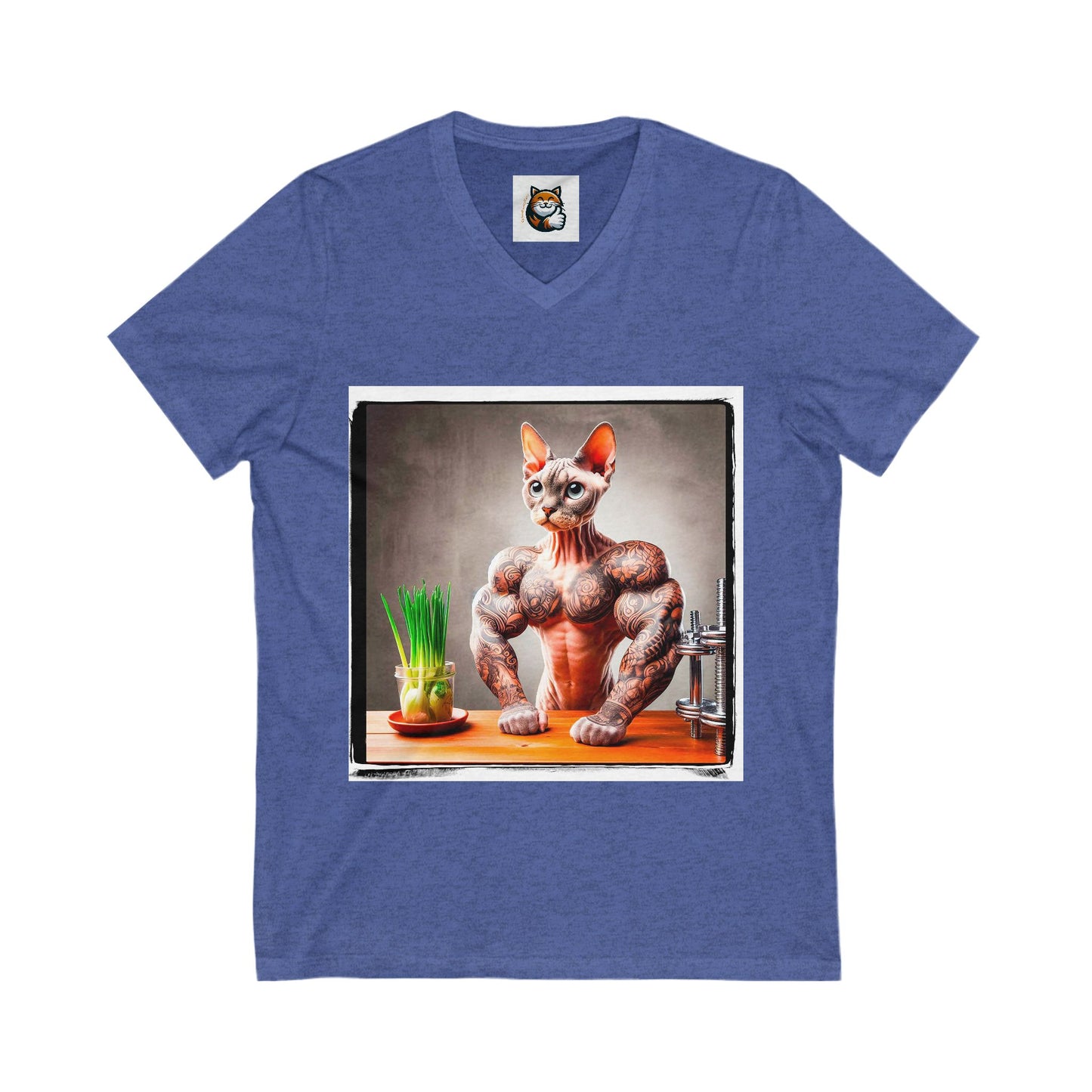 Devon Rex Cat fitness guru  Jersey Short Sleeve V-Neck Tee