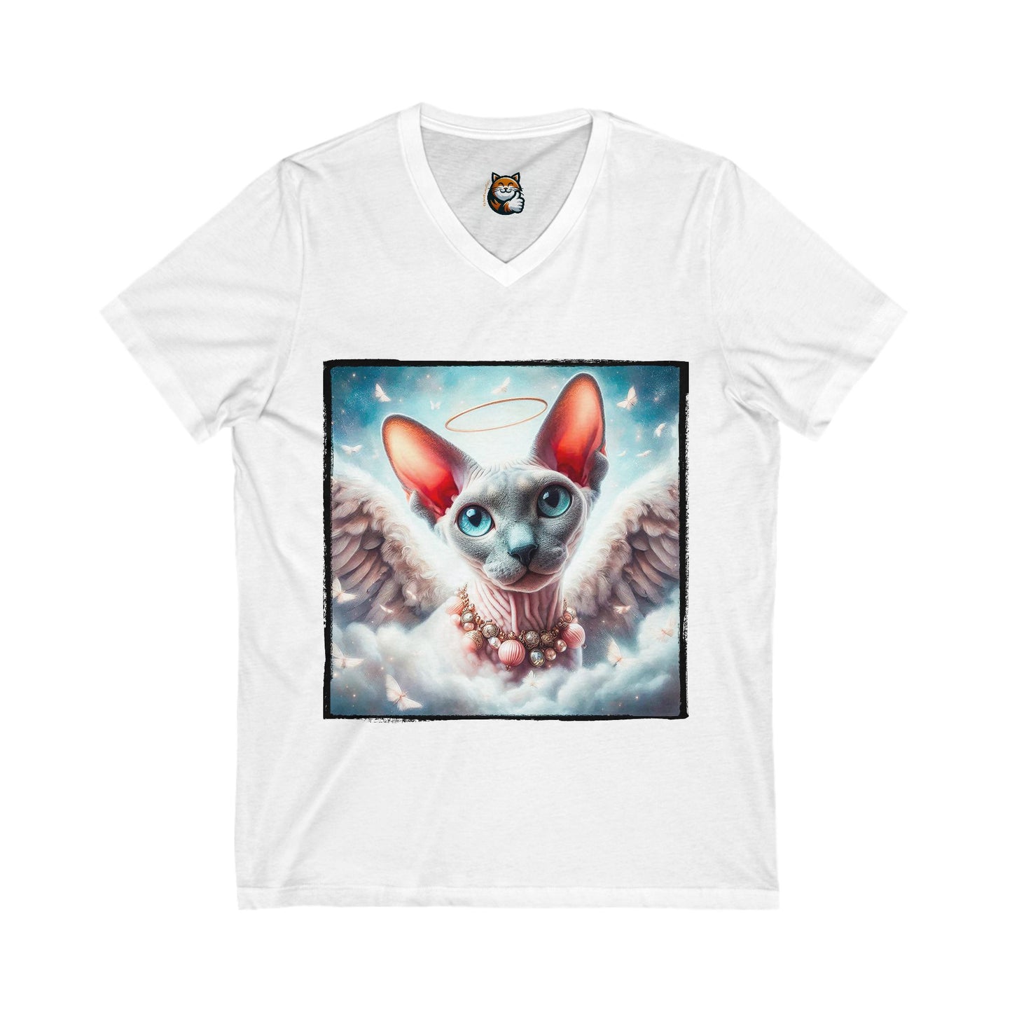 Cornish Rex Cat Unisex Jersey Short Sleeve V-Neck Tee