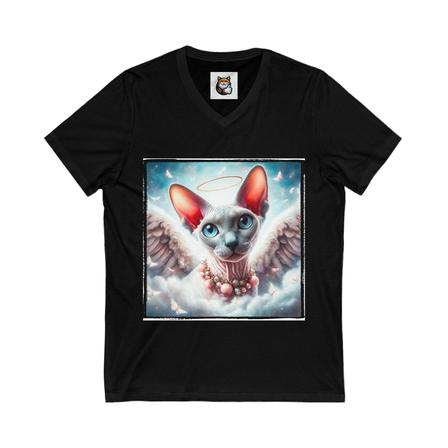 Cornish Rex Cat Unisex Jersey Short Sleeve V-Neck Tee