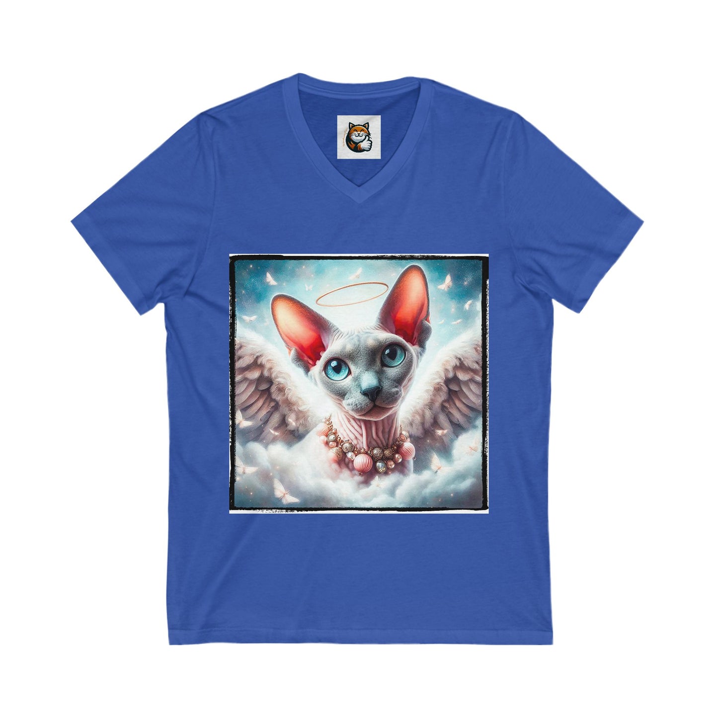 Cornish Rex Cat Unisex Jersey Short Sleeve V-Neck Tee