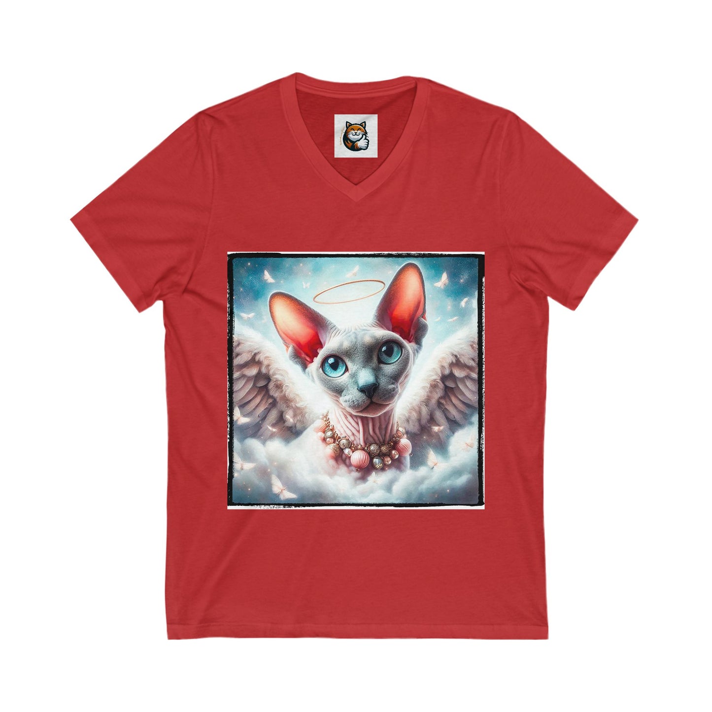 Cornish Rex Cat Unisex Jersey Short Sleeve V-Neck Tee