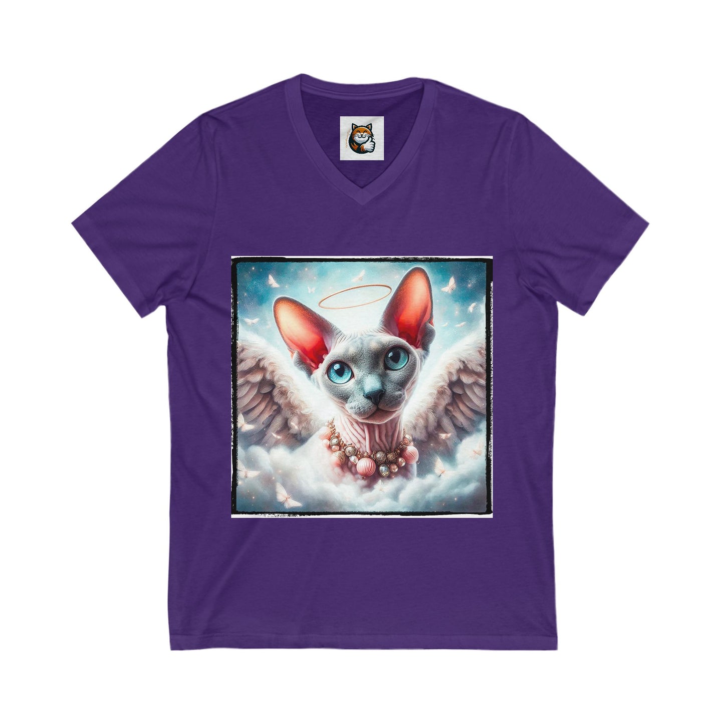 Cornish Rex Cat Unisex Jersey Short Sleeve V-Neck Tee