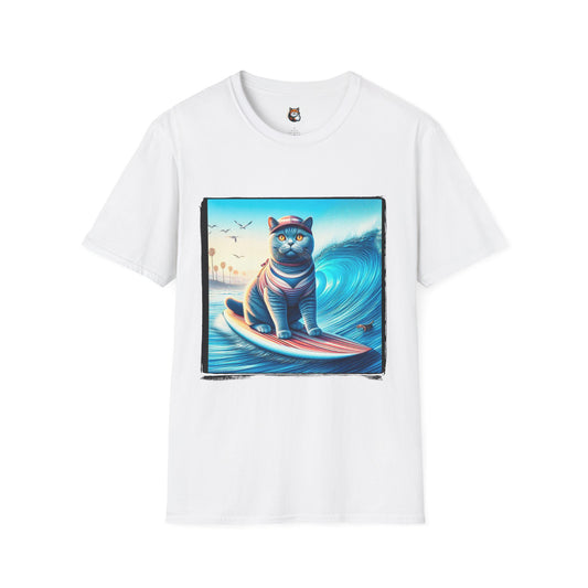 British Shorthair surfer Softstyle T-Shirt