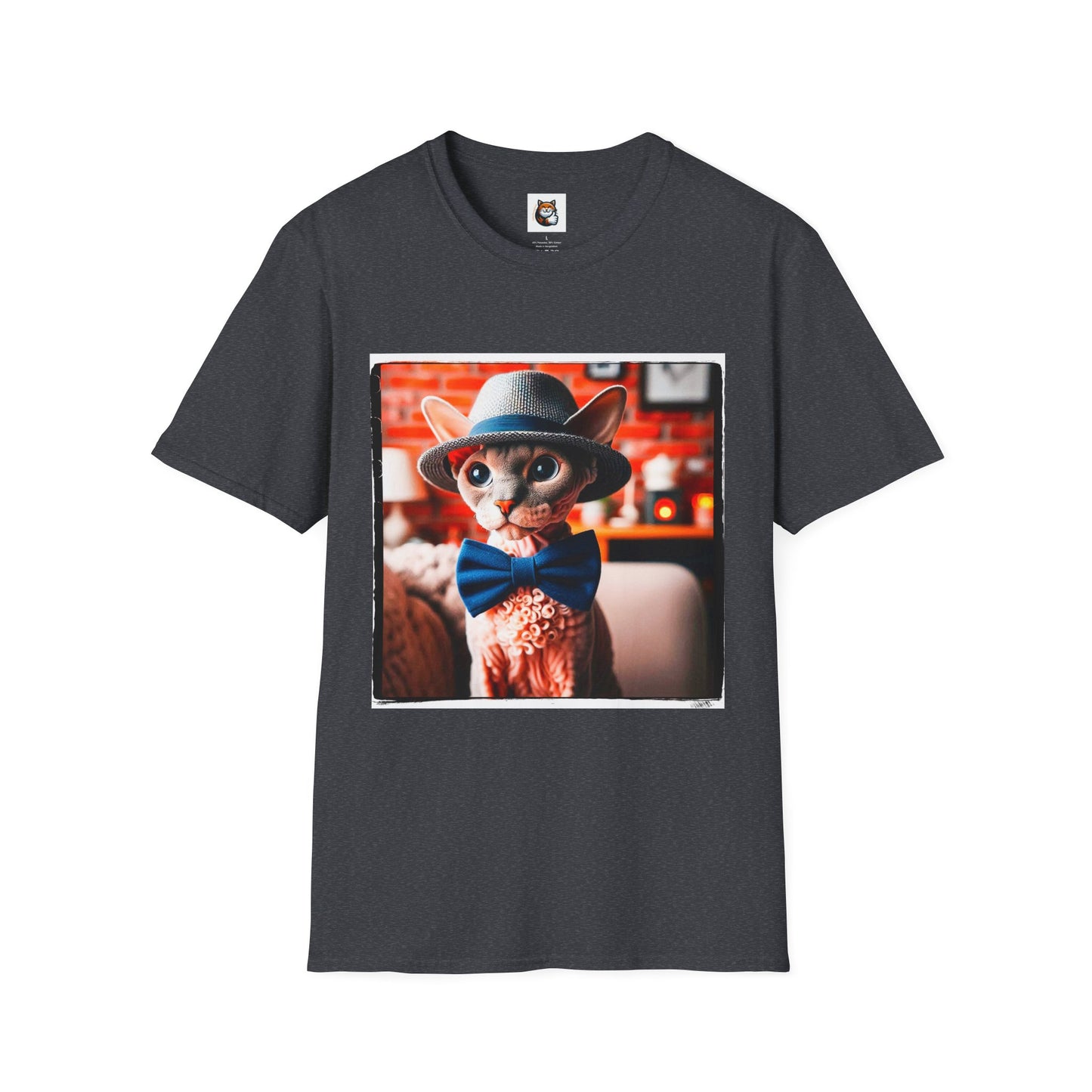 Devon Rex Cat hat and tie Softstyle T-Shirt