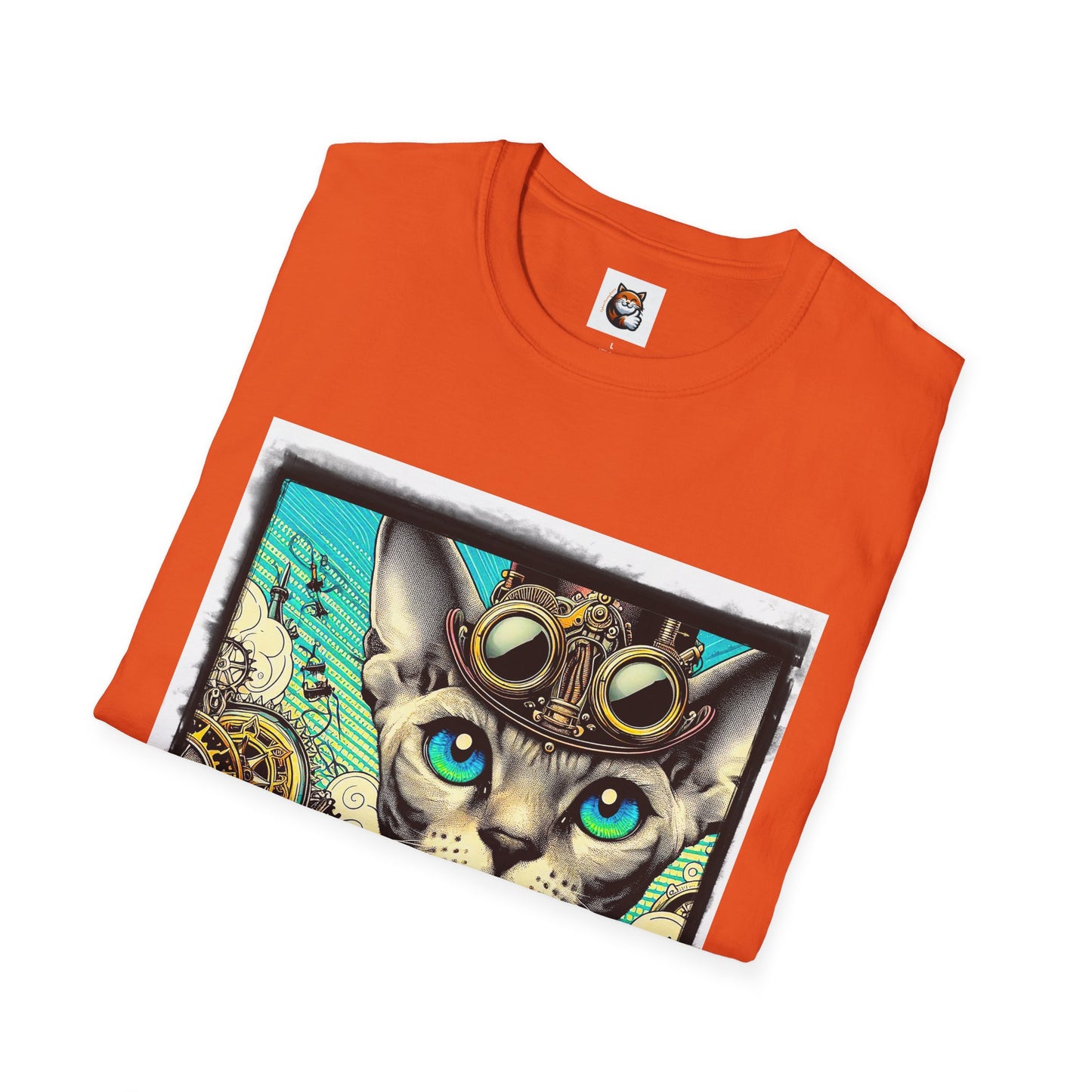Devon Rex Cat steam punk Softstyle T-Shirt