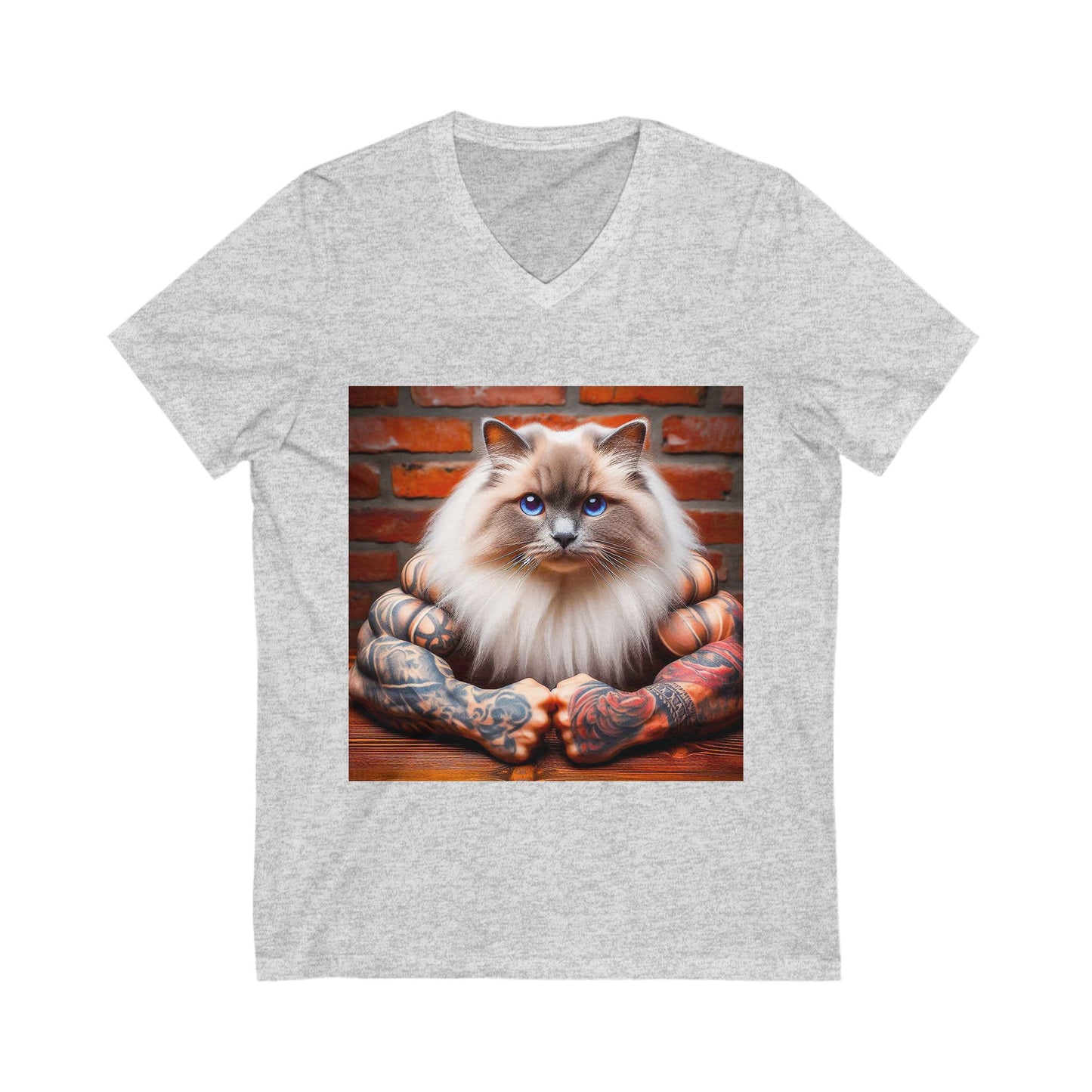 Ragdoll Cat Unisex Jersey Short Sleeve V-Neck Tee