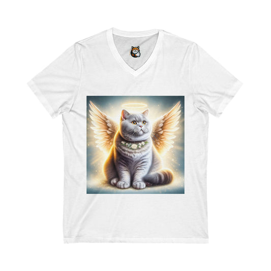 British Shorthair Angel  Jersey Short Sleeve V-Neck Tee