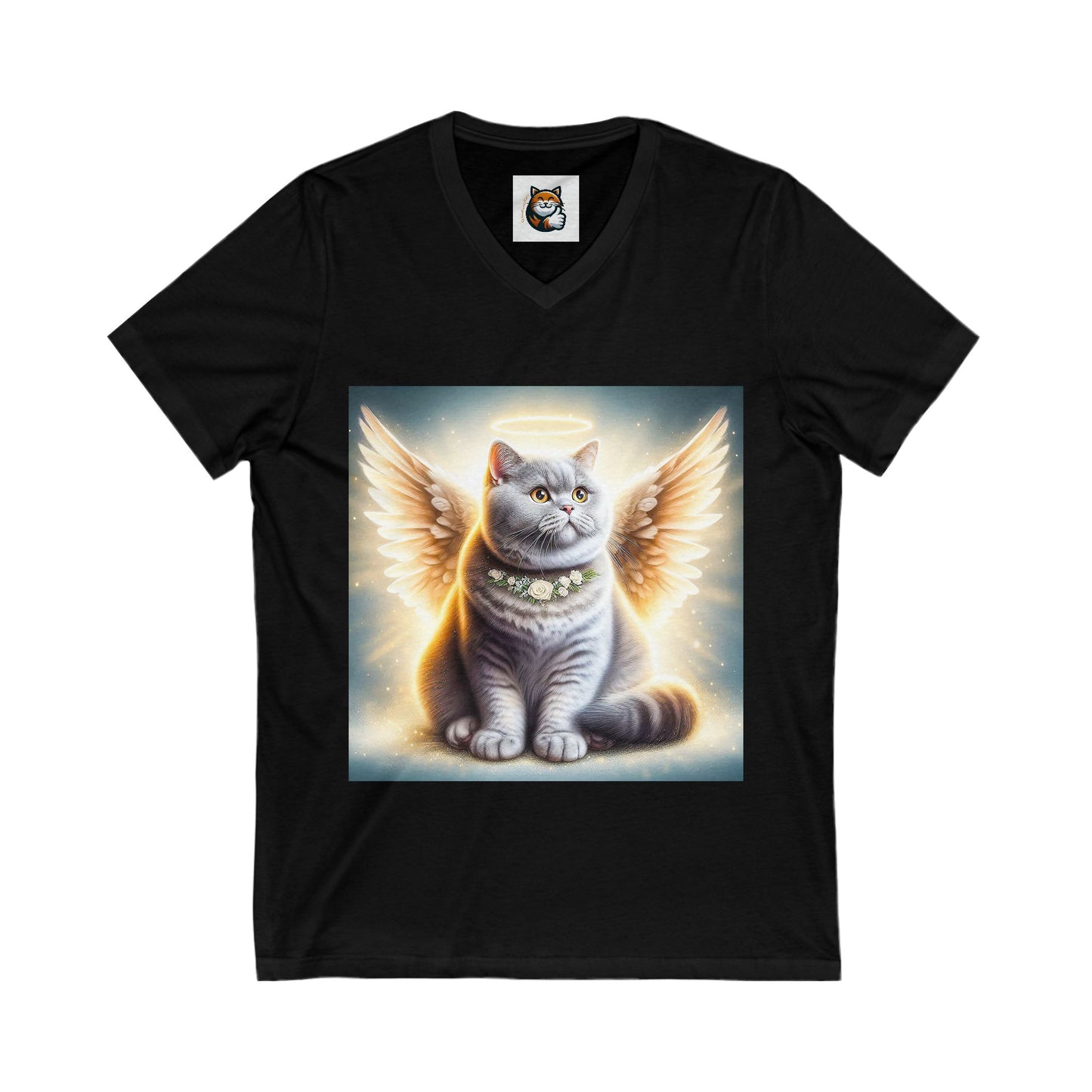 British Shorthair Angel  Jersey Short Sleeve V-Neck Tee