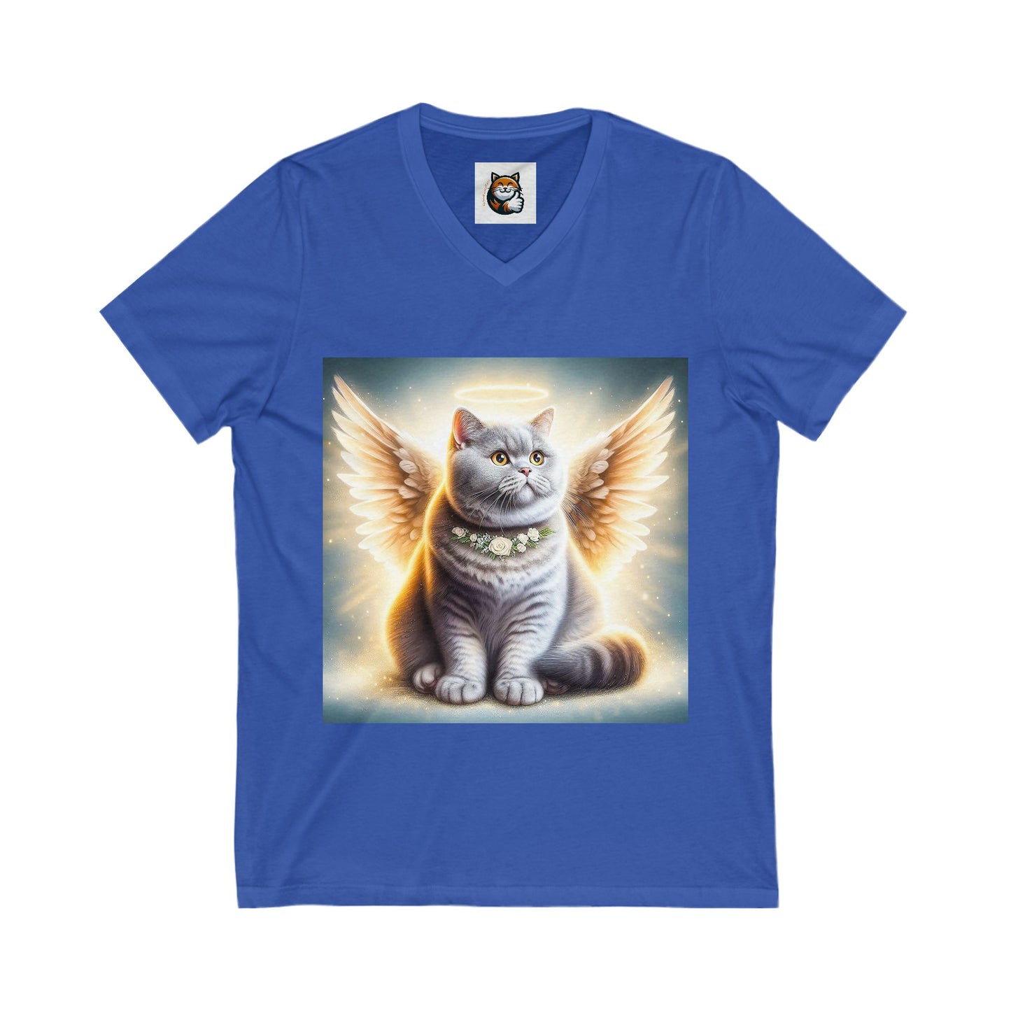 British Shorthair Angel  Jersey Short Sleeve V-Neck Tee