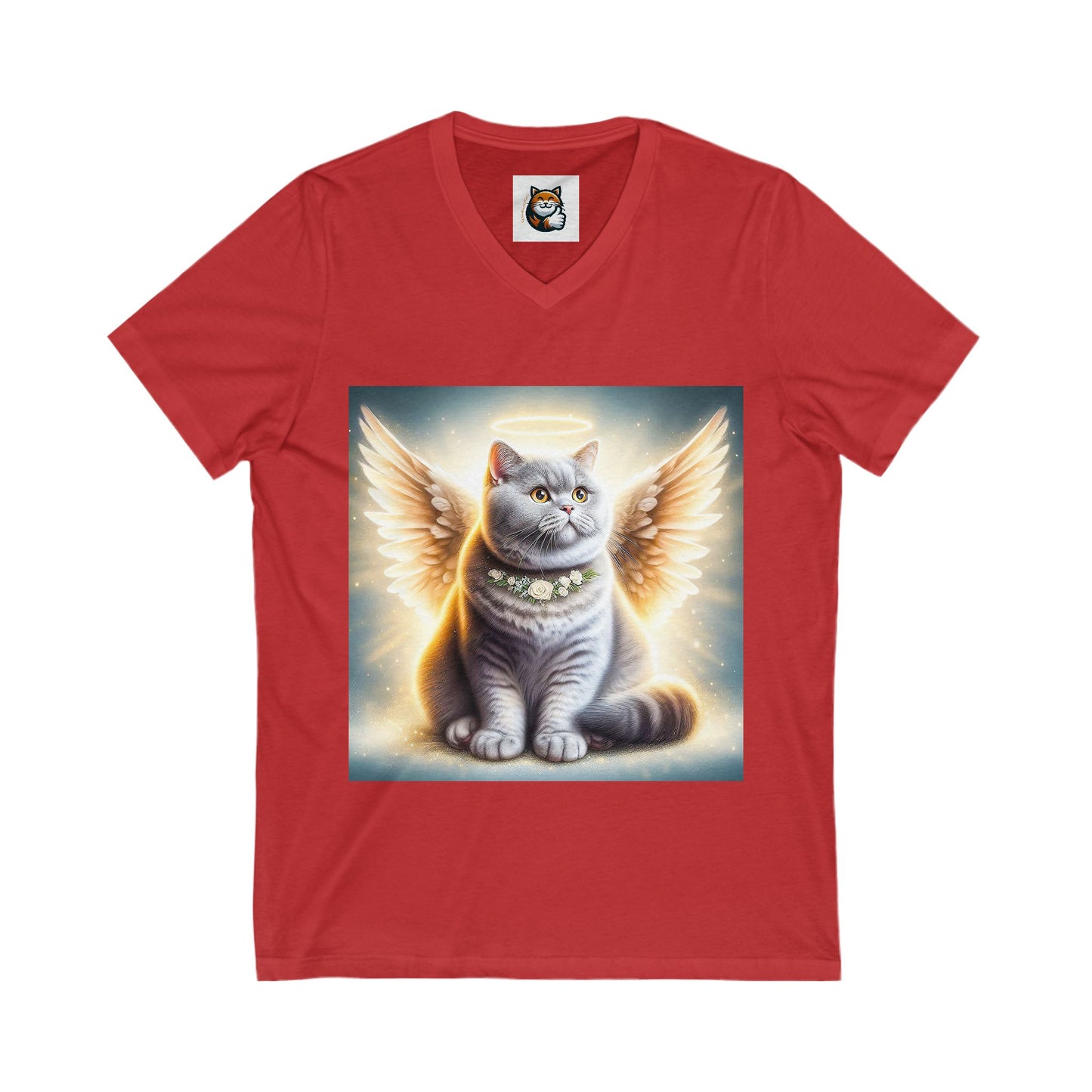 British Shorthair Angel  Jersey Short Sleeve V-Neck Tee