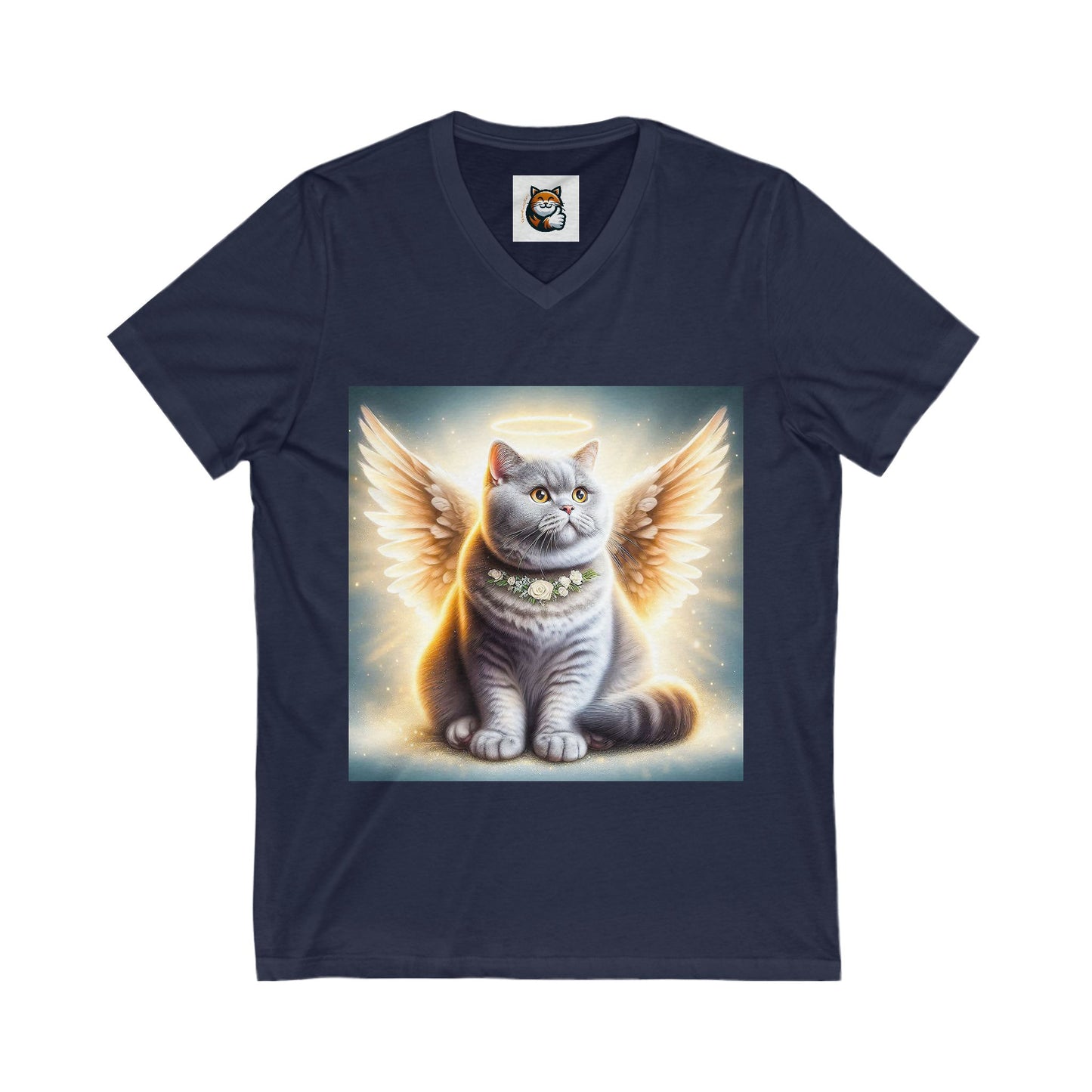 British Shorthair Angel  Jersey Short Sleeve V-Neck Tee