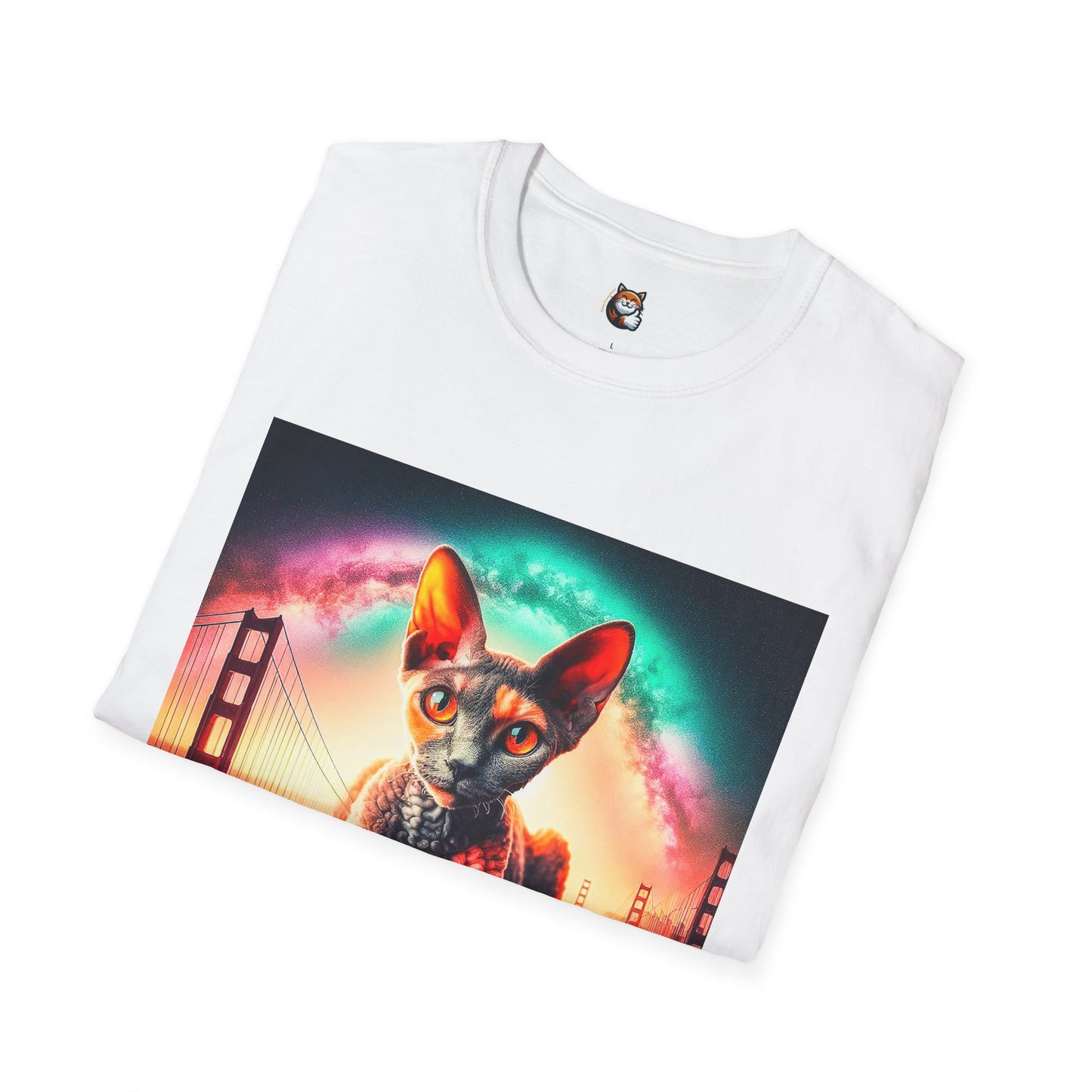 Devon Rex rainbow  Unisex Softstyle T-Shirt