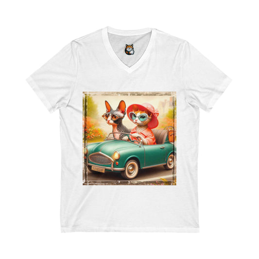 Cornish Rex Cat girlfriends driving V-Neck Tee