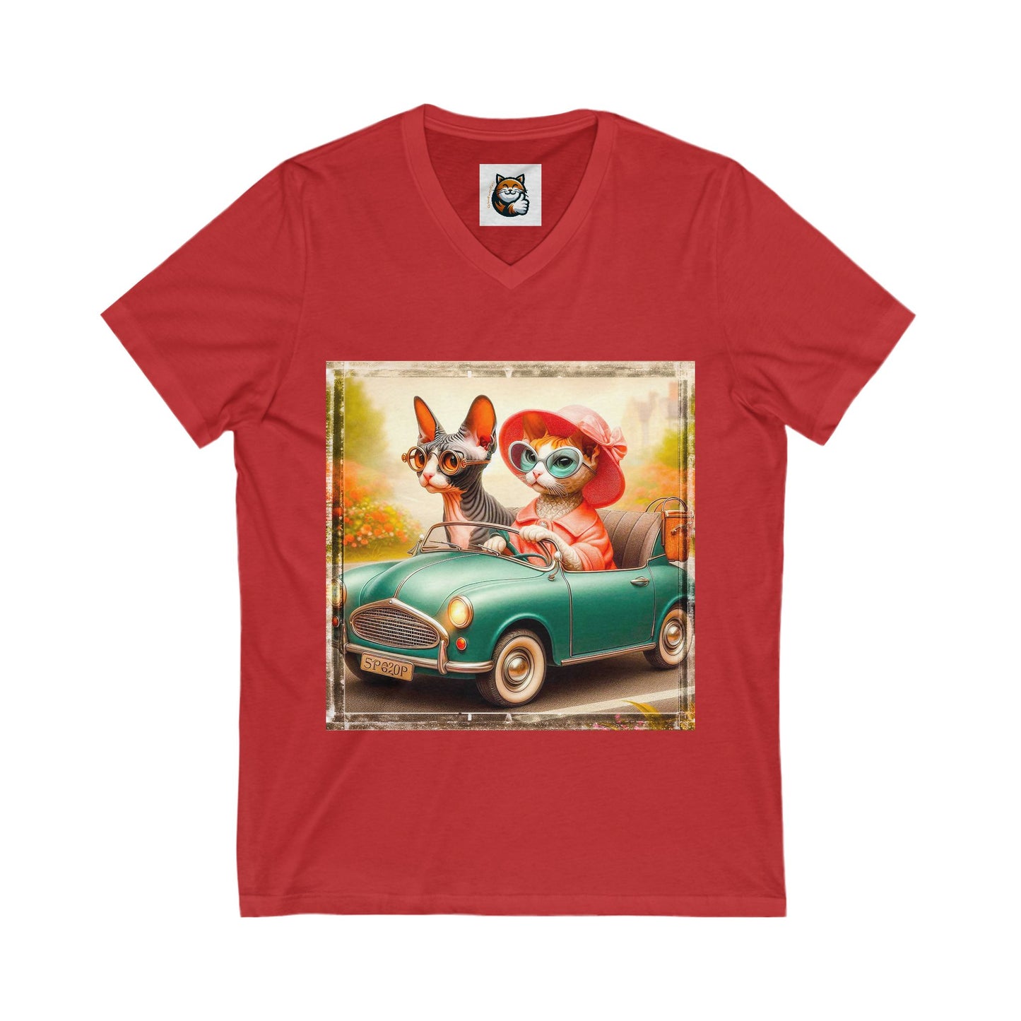 Cornish Rex Cat girlfriends driving V-Neck Tee