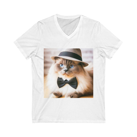 Ragdoll Cat Unisex Jersey Short Sleeve V-Neck Tee