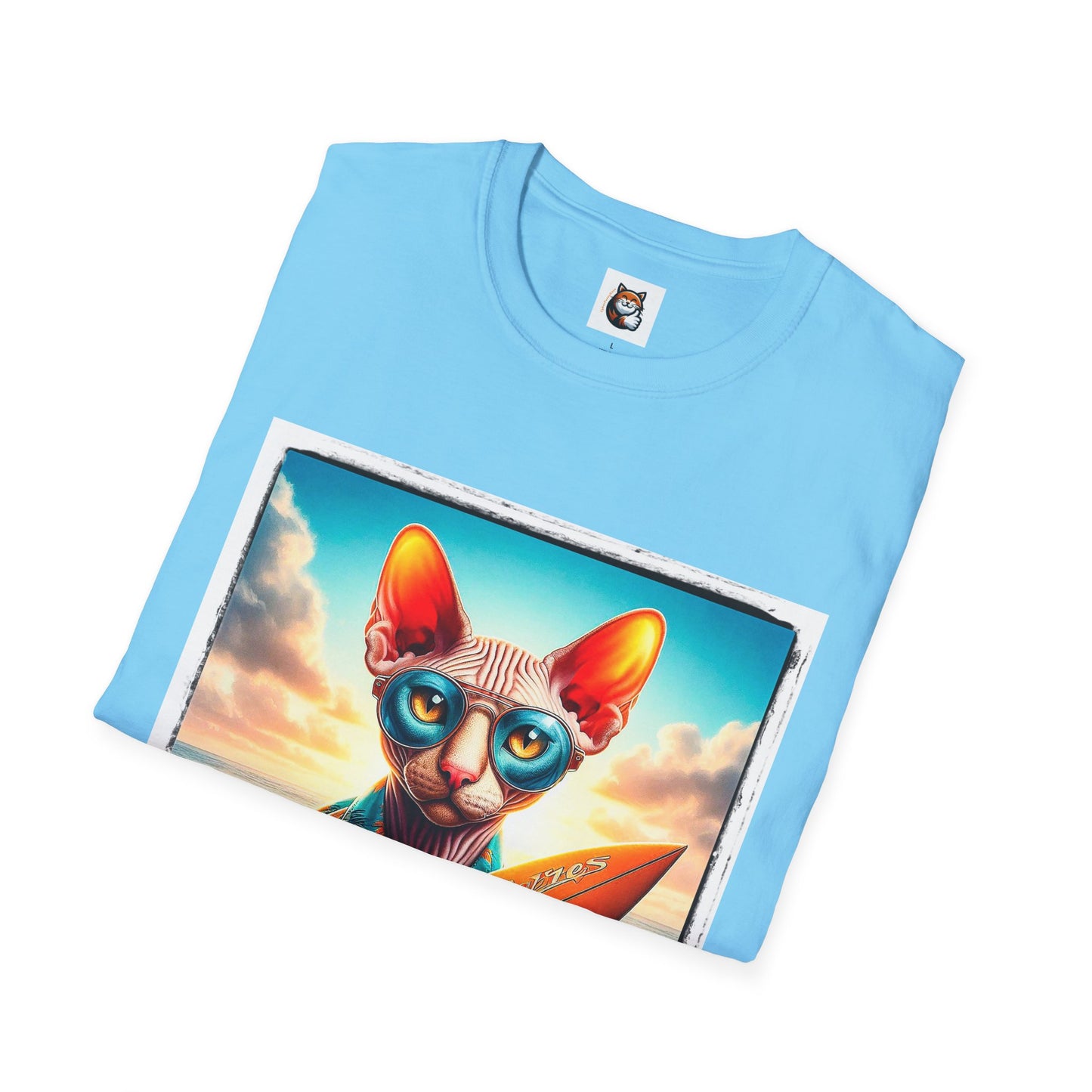 Cornish Rex Cat beach surfer  T-Shirt