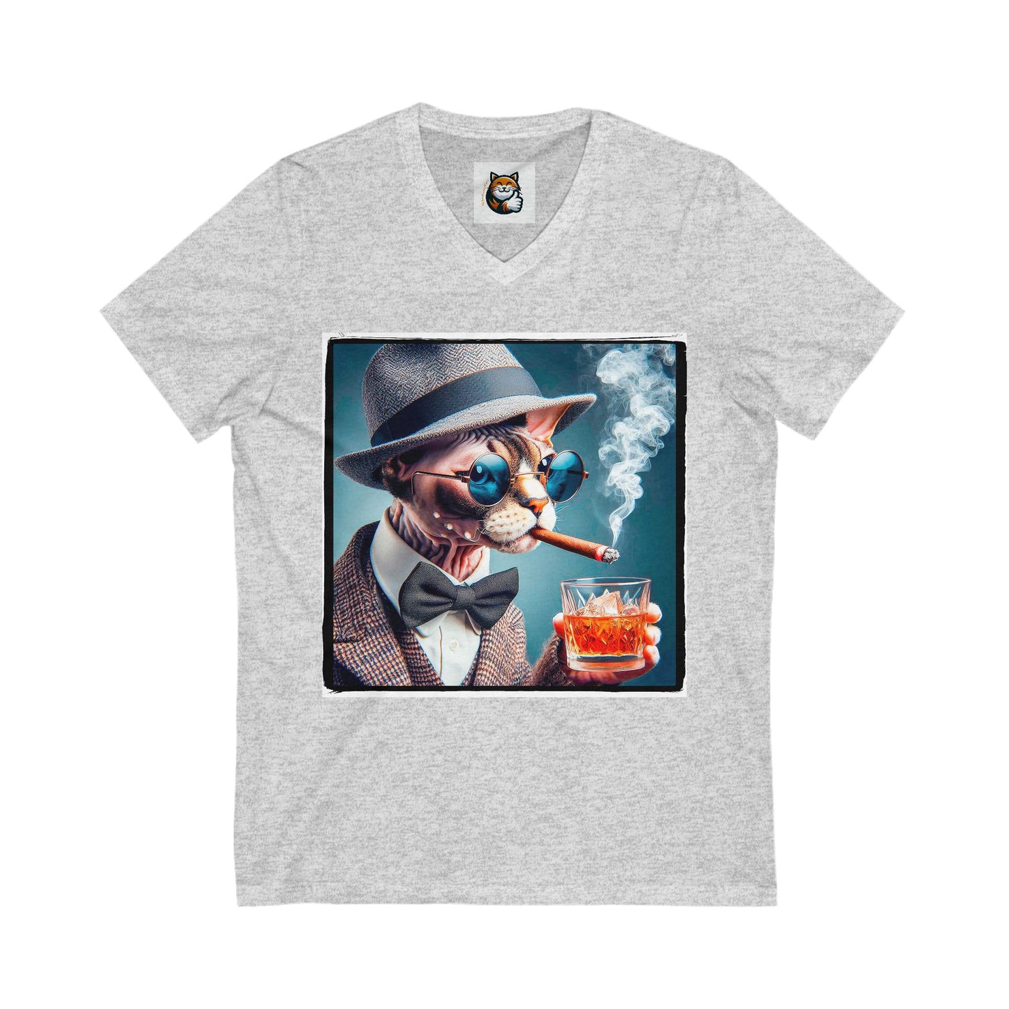 Devon Rex Cat Unisex Jersey Short Sleeve V-Neck Tee