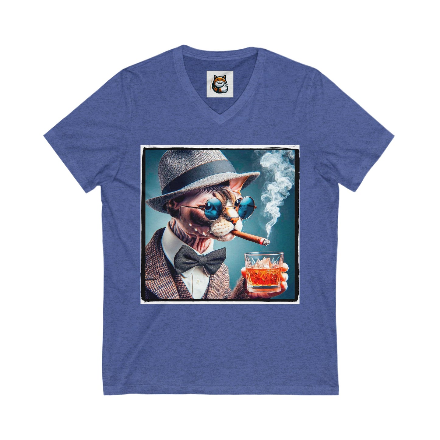 Devon Rex Cat Unisex Jersey Short Sleeve V-Neck Tee
