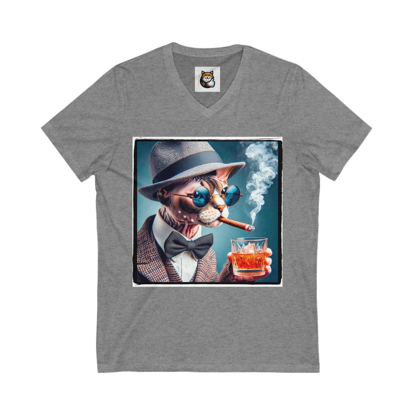Devon Rex Cat Unisex Jersey Short Sleeve V-Neck Tee