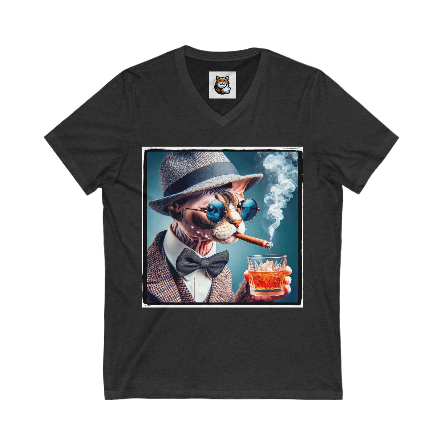 Devon Rex Cat Unisex Jersey Short Sleeve V-Neck Tee