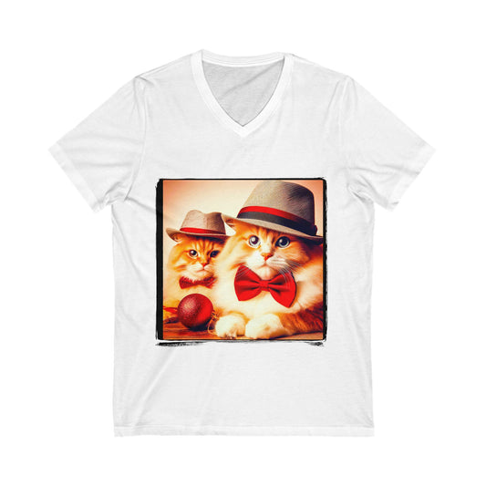 Domestic Cat Unisex Jersey Short Sleeve V-Neck Tee