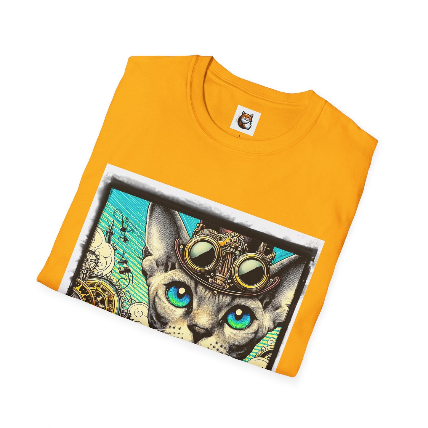 Devon Rex Cat steam punk Softstyle T-Shirt