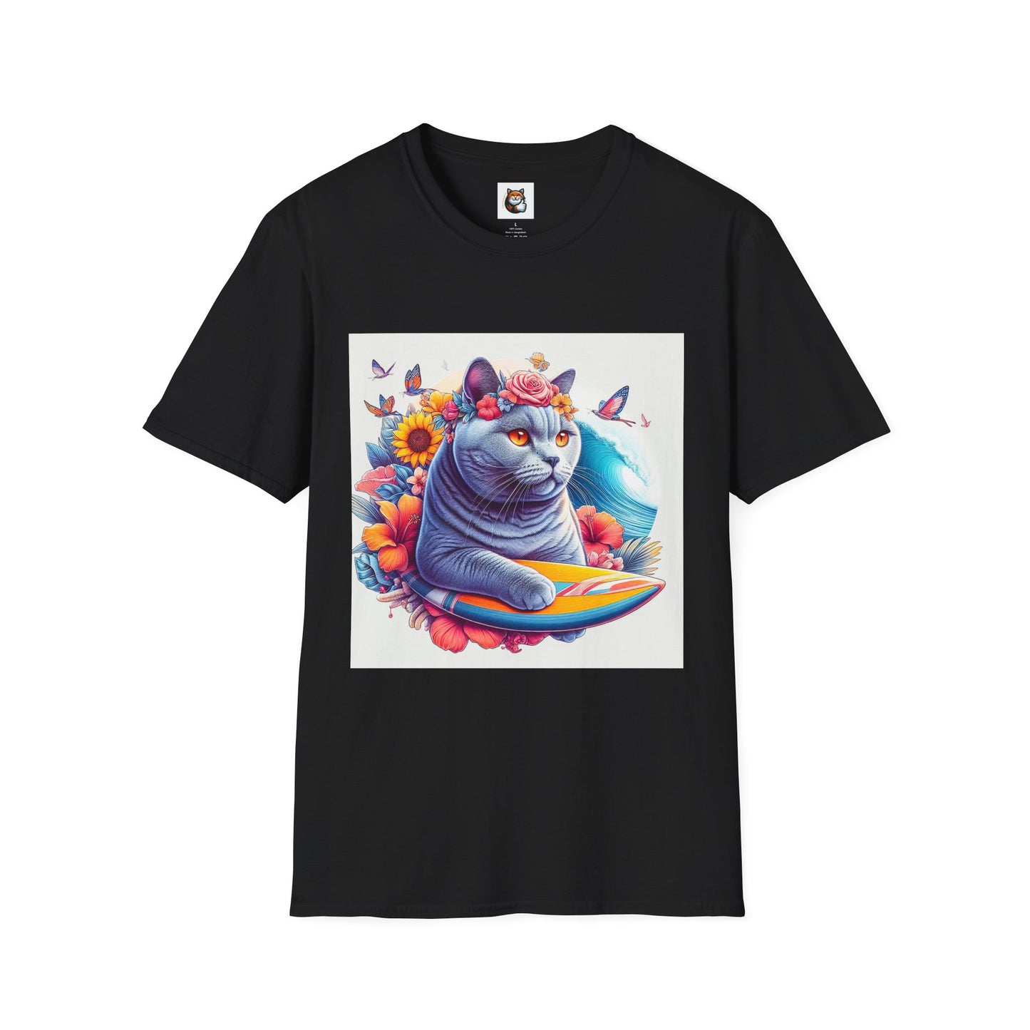 British Shorthair surf board Softstyle T-Shirt