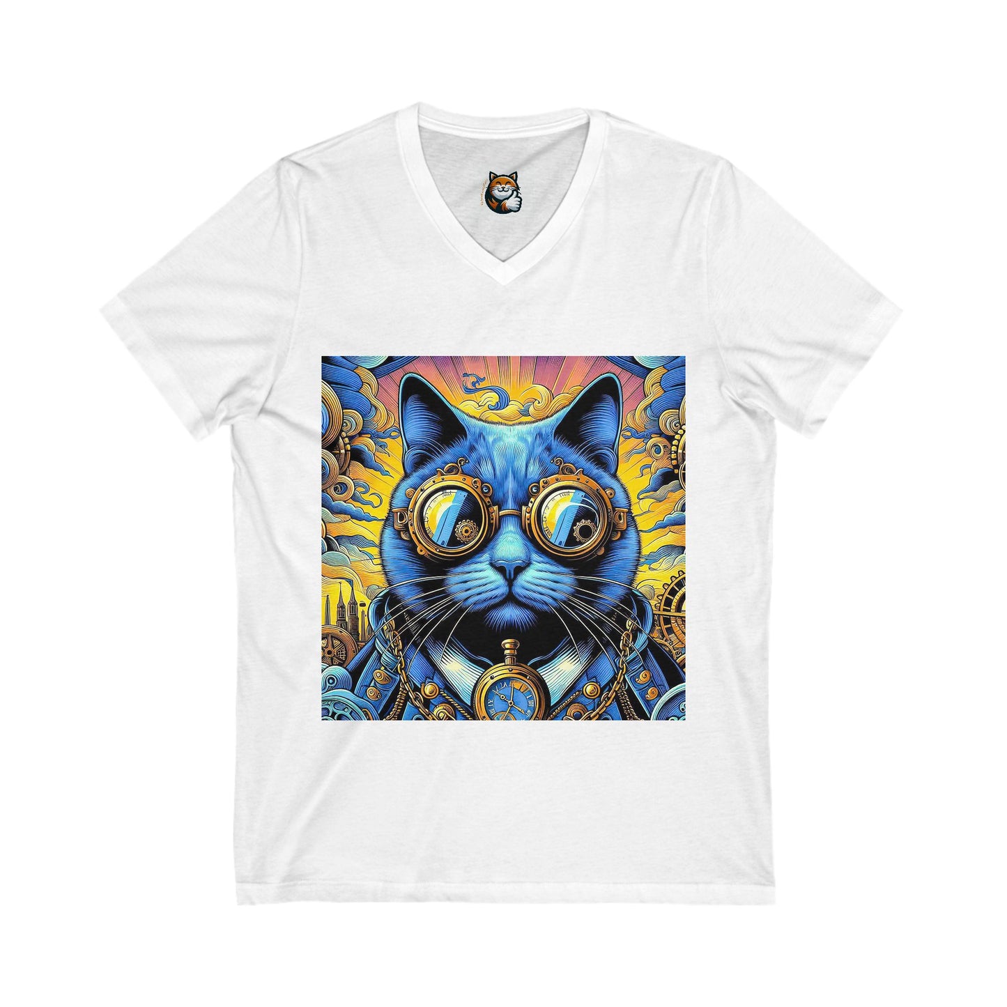 Russian Blue Cat steam punk  V-Neck Tee