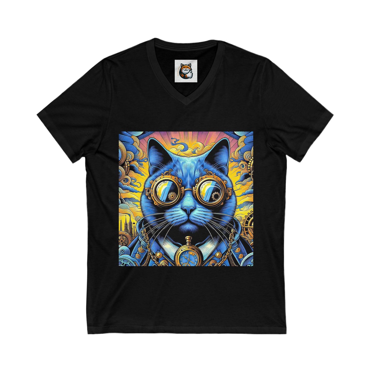 Russian Blue Cat steam punk  V-Neck Tee