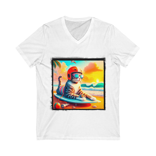 Domestic Cat Unisex Jersey Short Sleeve V-Neck Tee