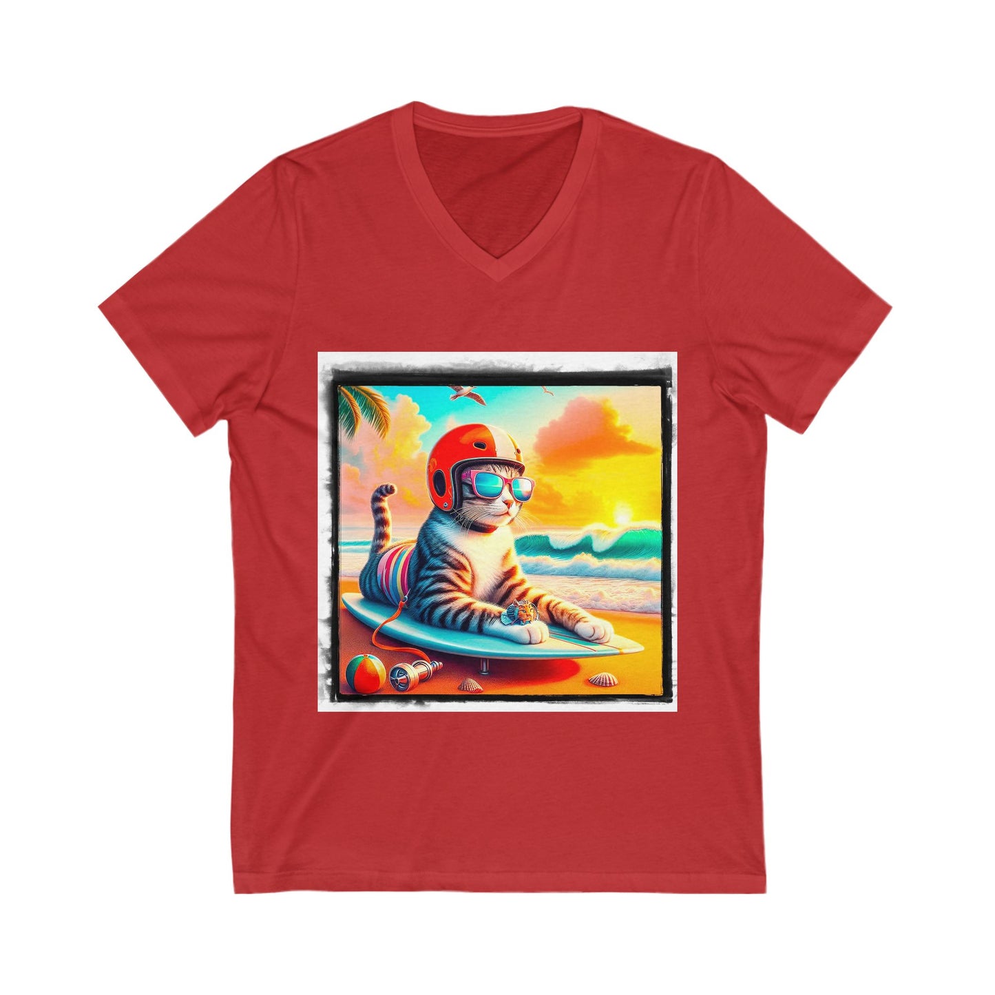 Domestic Cat Unisex Jersey Short Sleeve V-Neck Tee