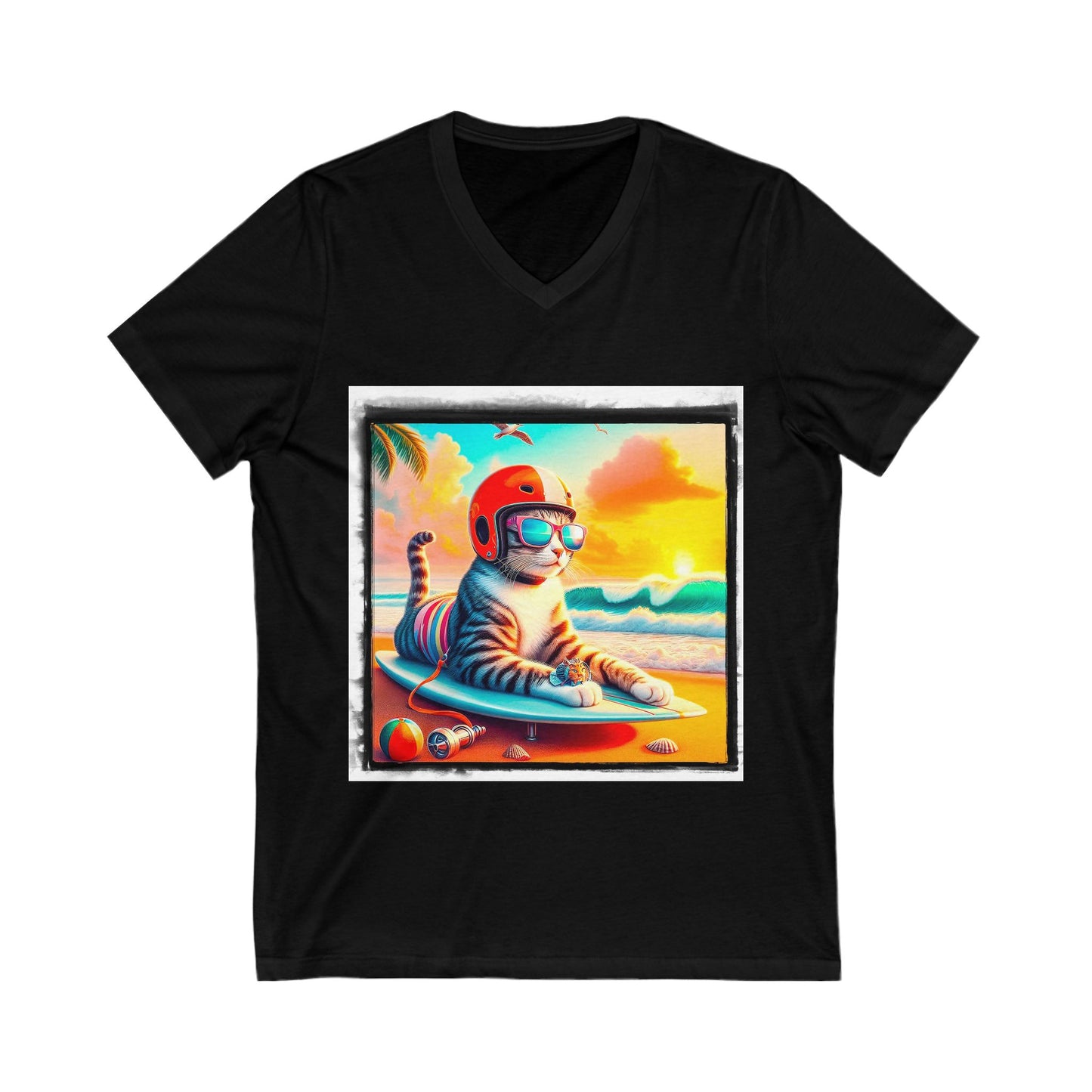 Domestic Cat Unisex Jersey Short Sleeve V-Neck Tee