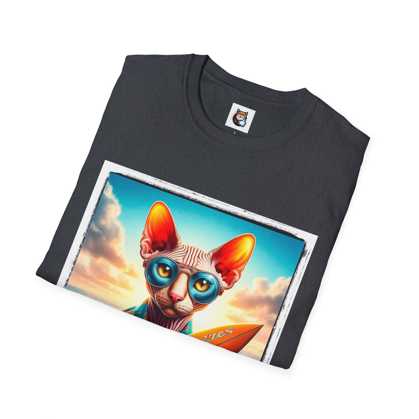Cornish Rex Cat beach surfer  T-Shirt
