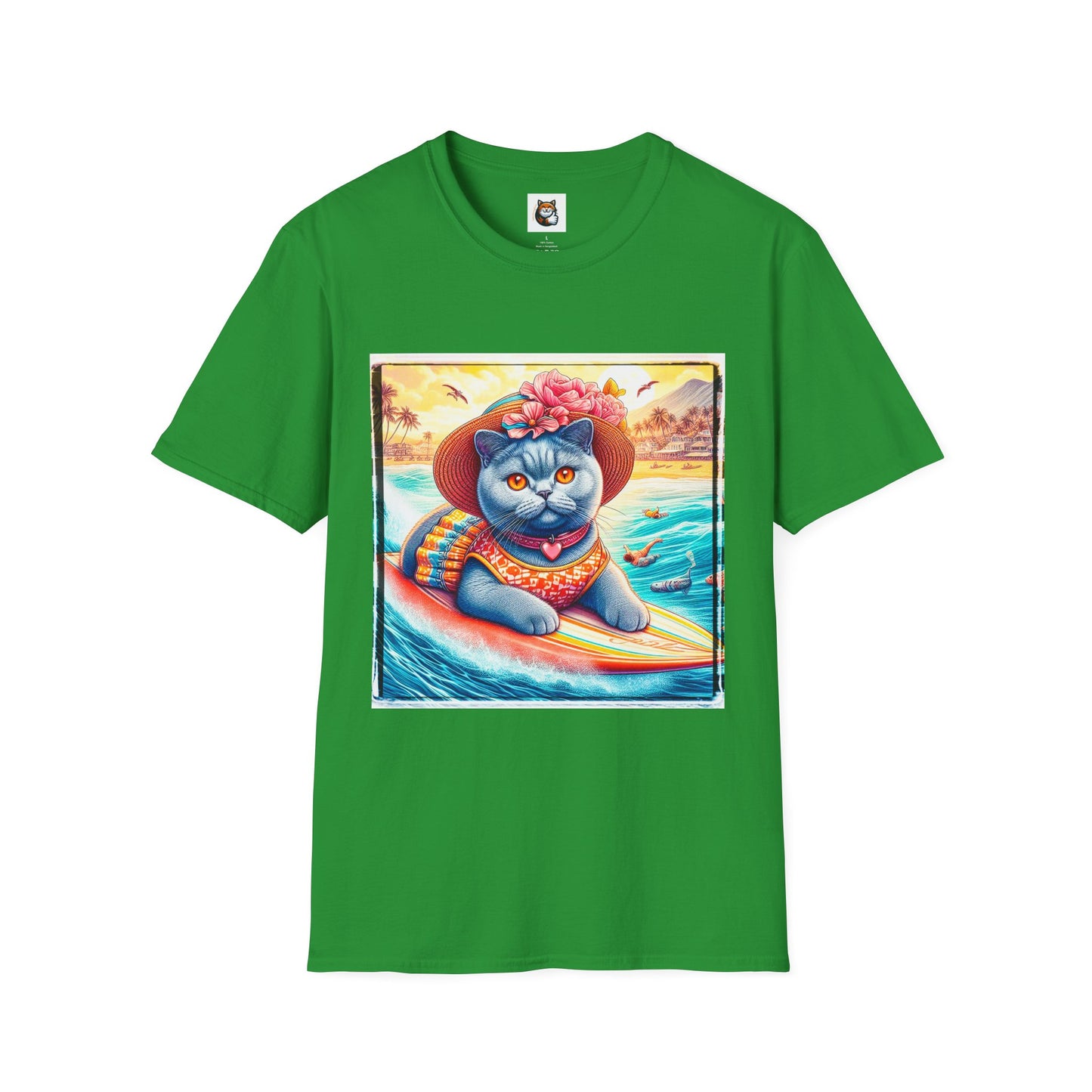 British Shorthair pretty surfer girl Softstyle T-Shirt